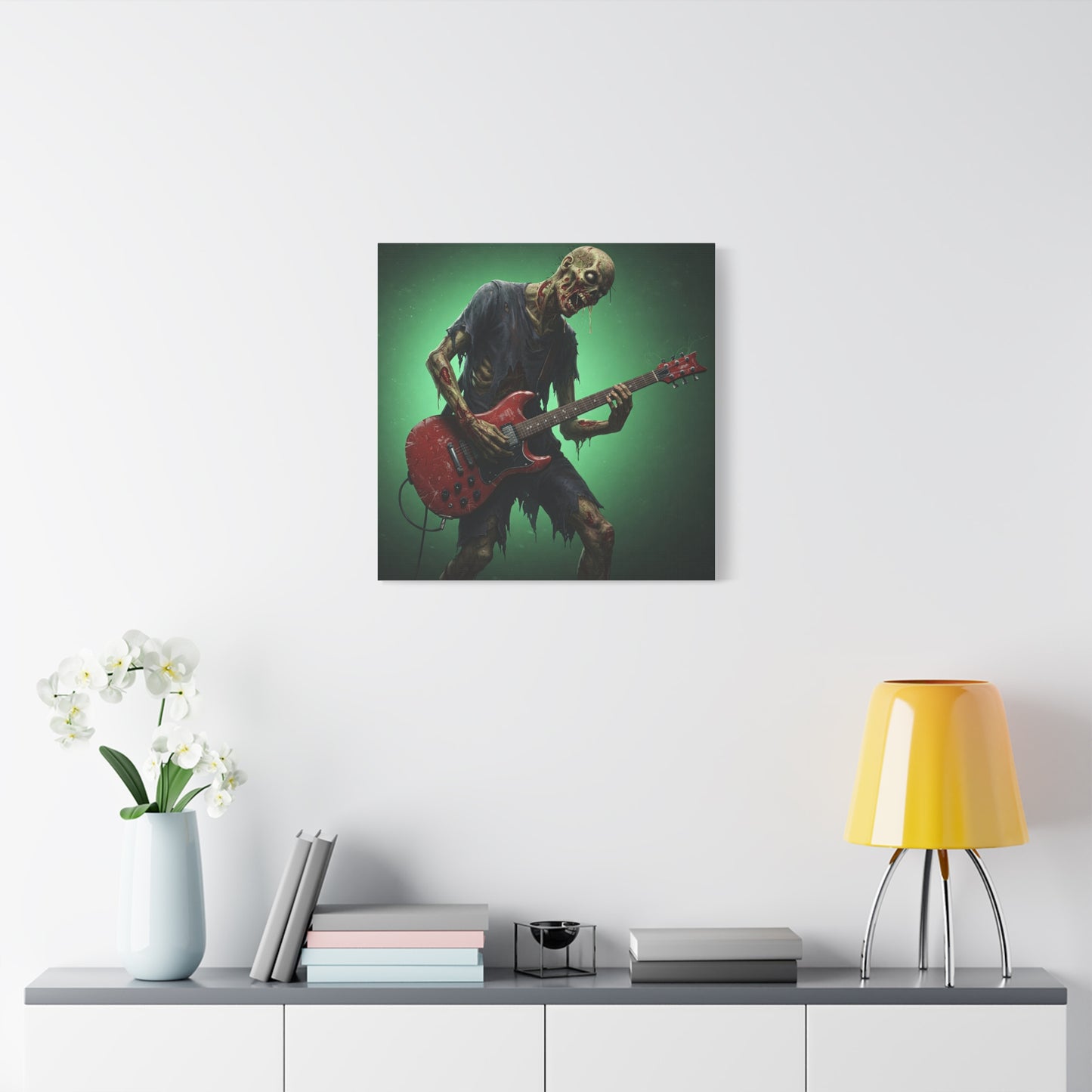 Zombie Rocker Canvas Wall Art - Edgy Decor for Music Lovers