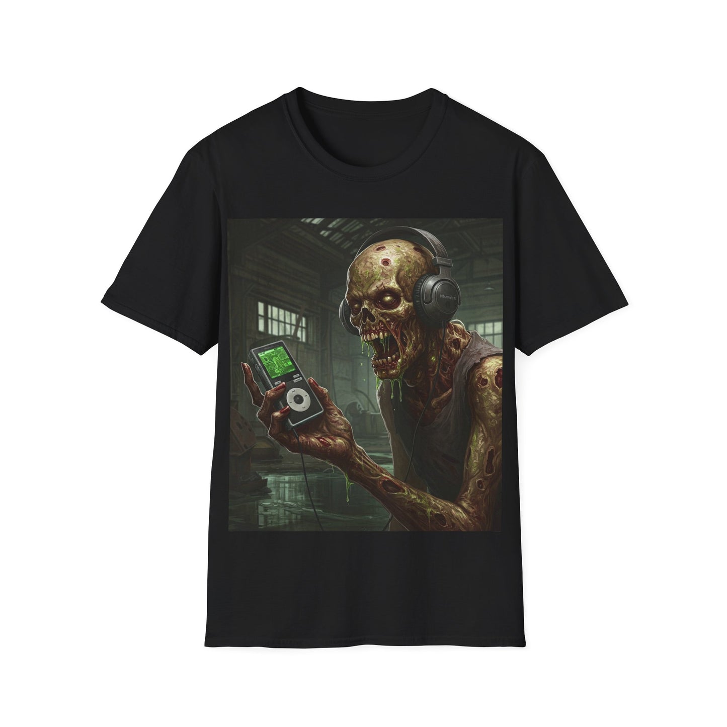 UK - Zombie Listening to Music Unisex Softstyle T-Shirt