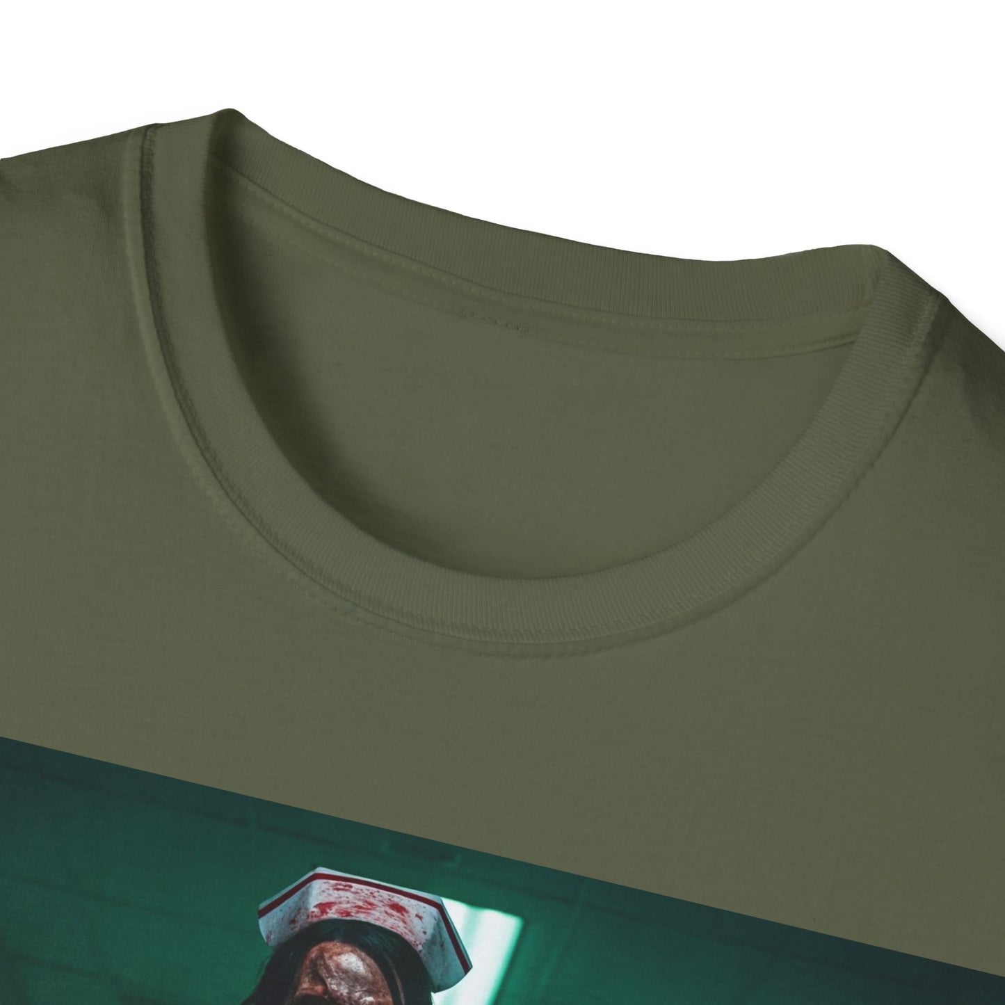 UK - Creepy Nurse Design Apocalyptic Portrait Tee, bold, decaying zombie graphic