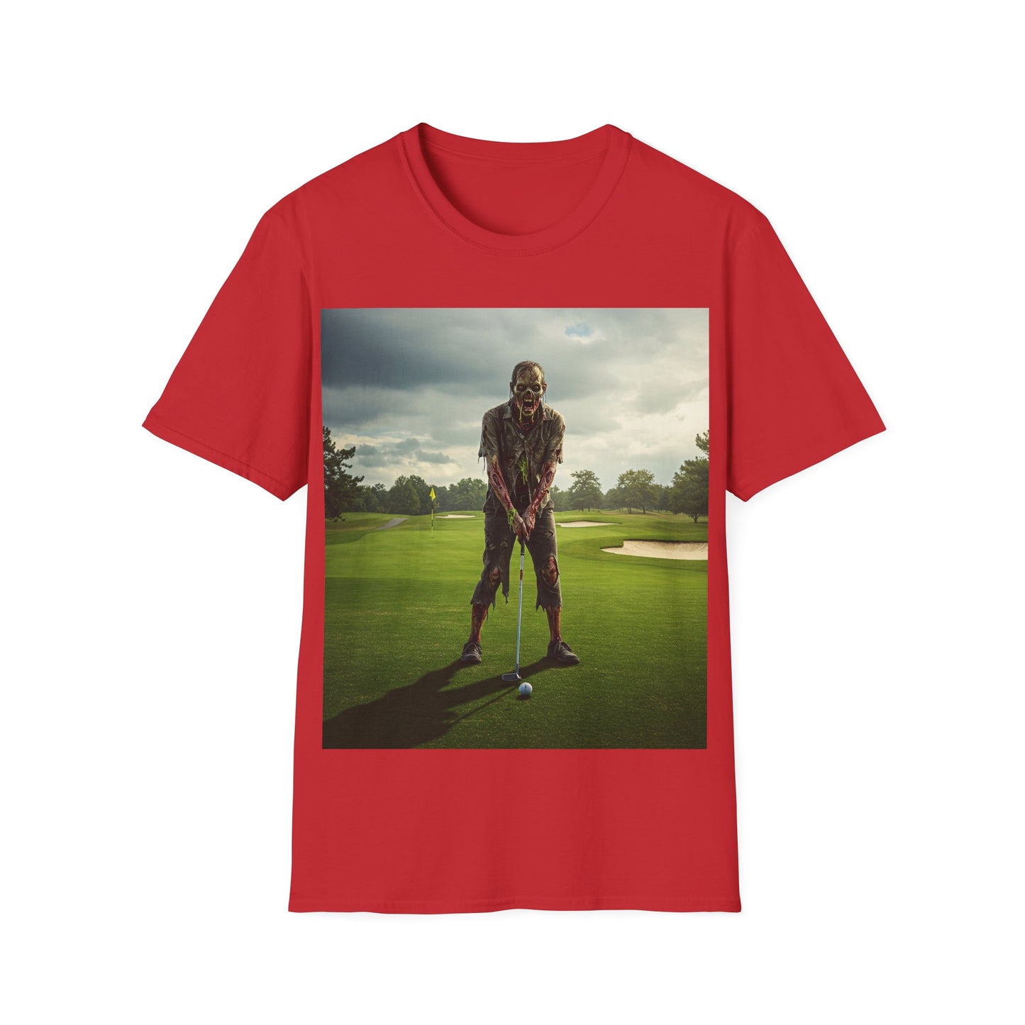 UK - Inspirational Golf Swing Apocalyptic Portrait Tee, bold, decaying zombie graphic