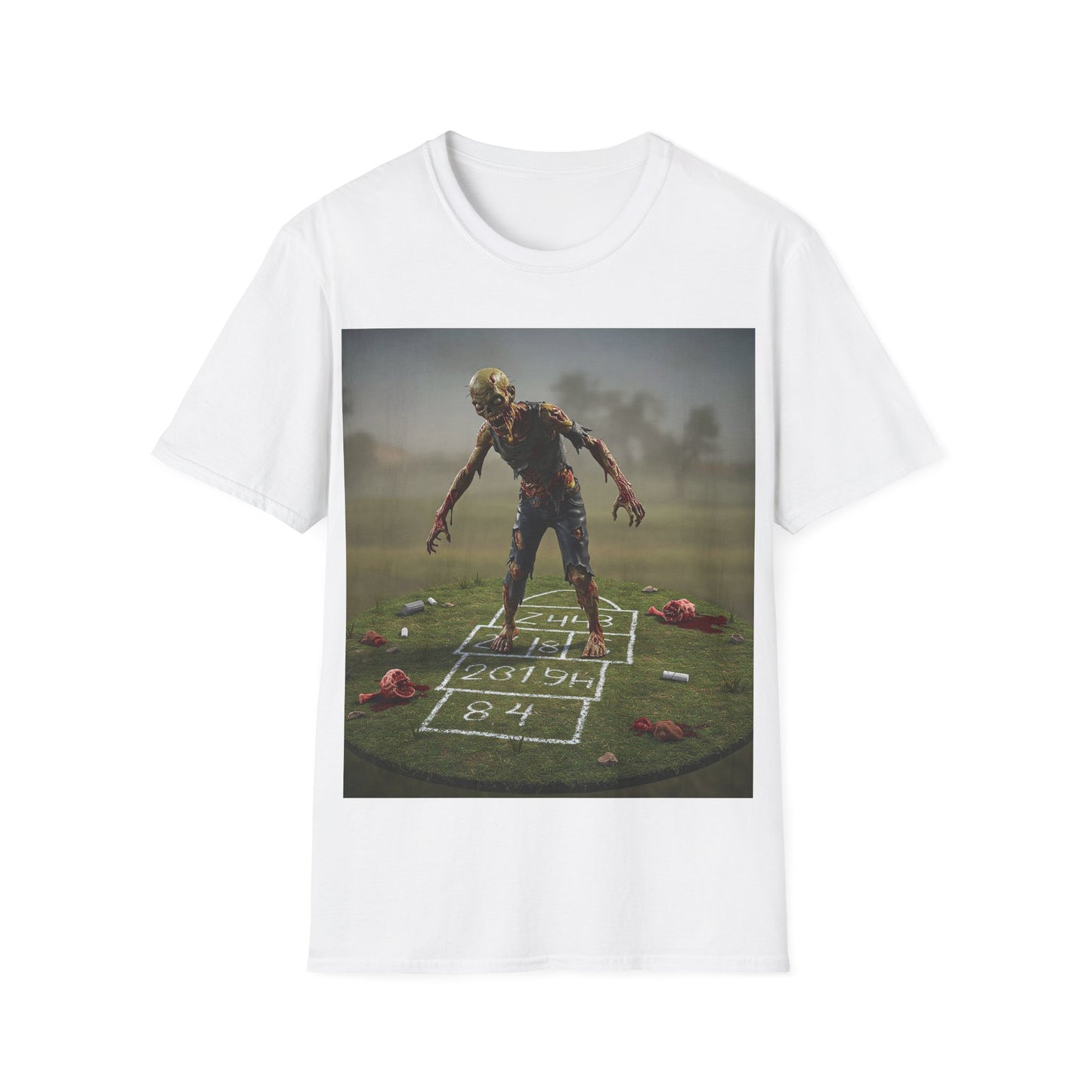 UK - Unisex Zombie Hopscotch T-Shirt - Perfect for Halloween or Casual Wear