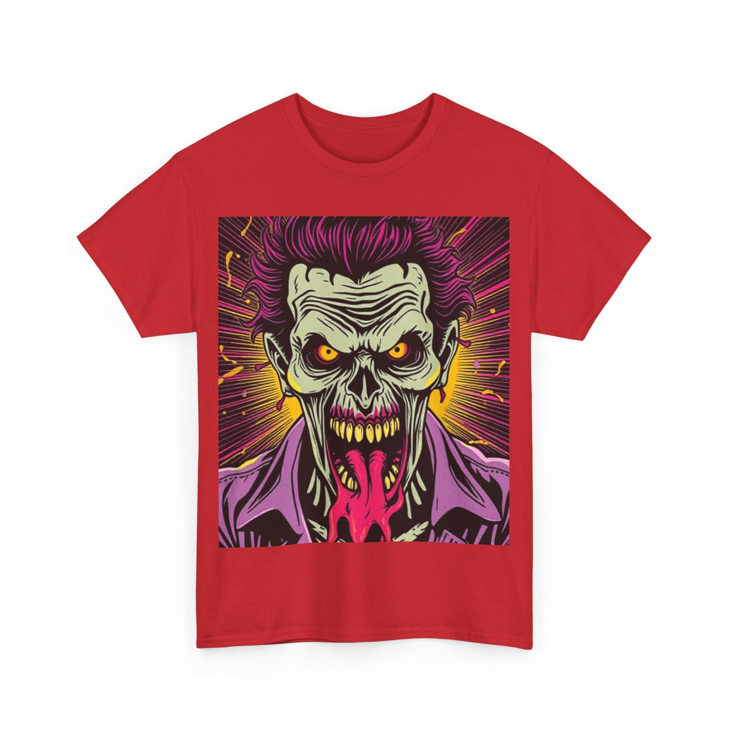 UK - Unisex Heavy Cotton Tee - Vibrant Zombie Joker Graphic Tee