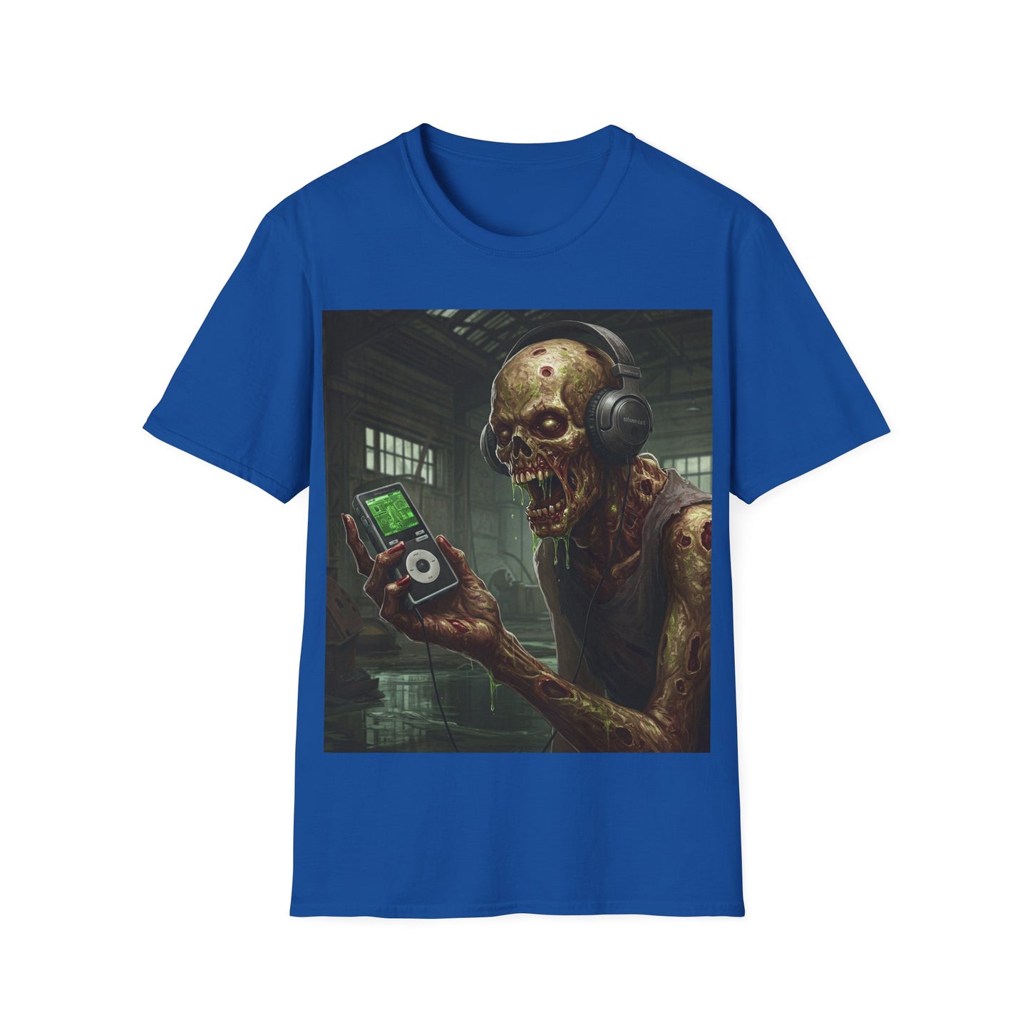 UK - Zombie Listening to Music Unisex Softstyle T-Shirt