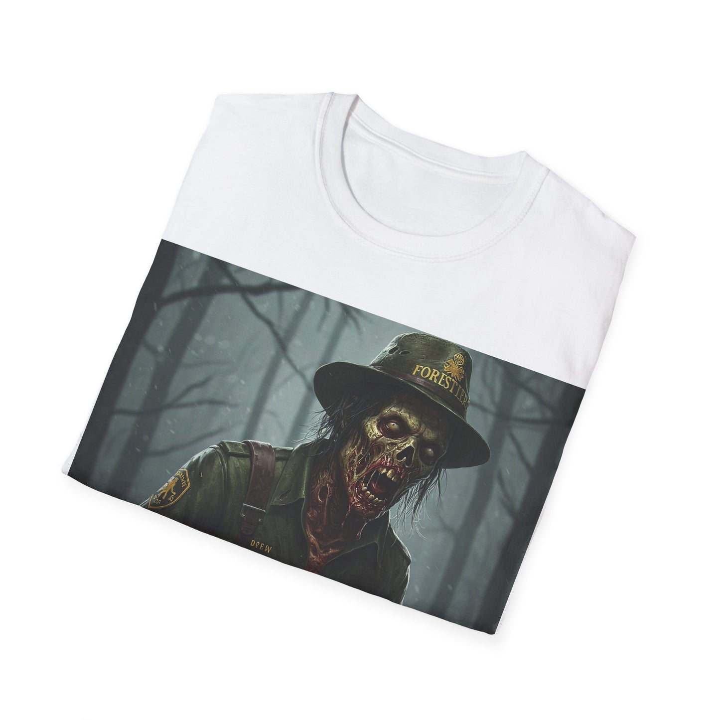 UK - Halloween Zombie Unisex Softstyle T-Shirt - Spooky Scarecrow Design