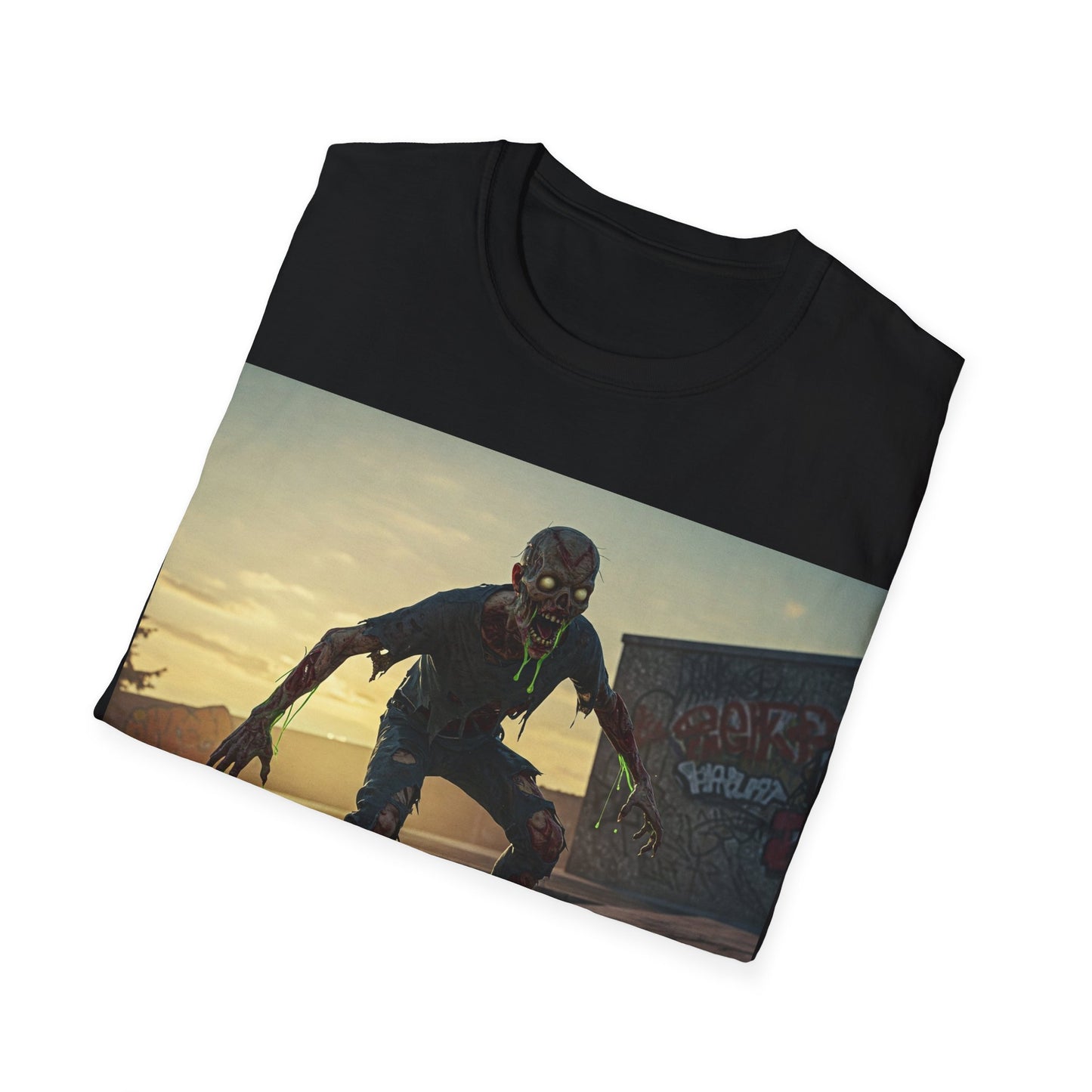 UK - Skateboard Zombie Unisex Softstyle T-Shirt | Casual Graphic Tee for Skaters