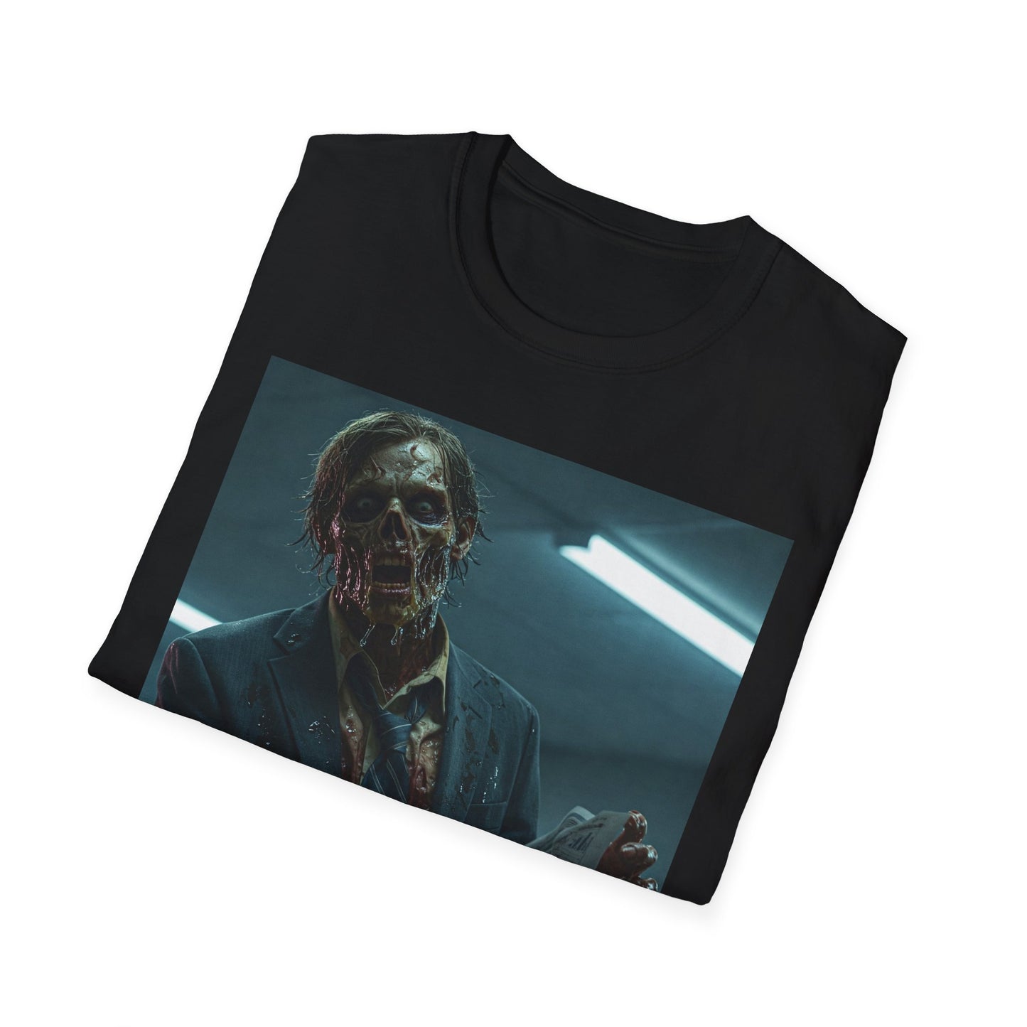 Zombie Horror Unisex Softstyle T-Shirt - Spooky Graphic Tee for Halloween and Horror Lovers