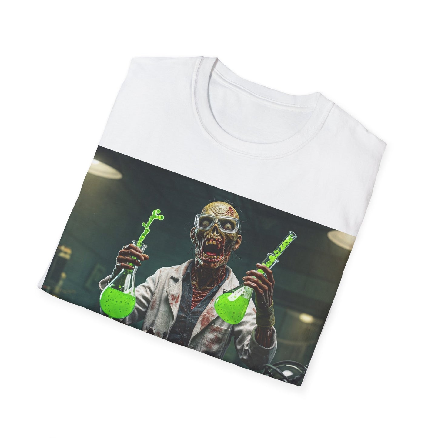 UK - Zombie Scientist Apocalyptic Portrait Tee, bold, decaying zombie graphic