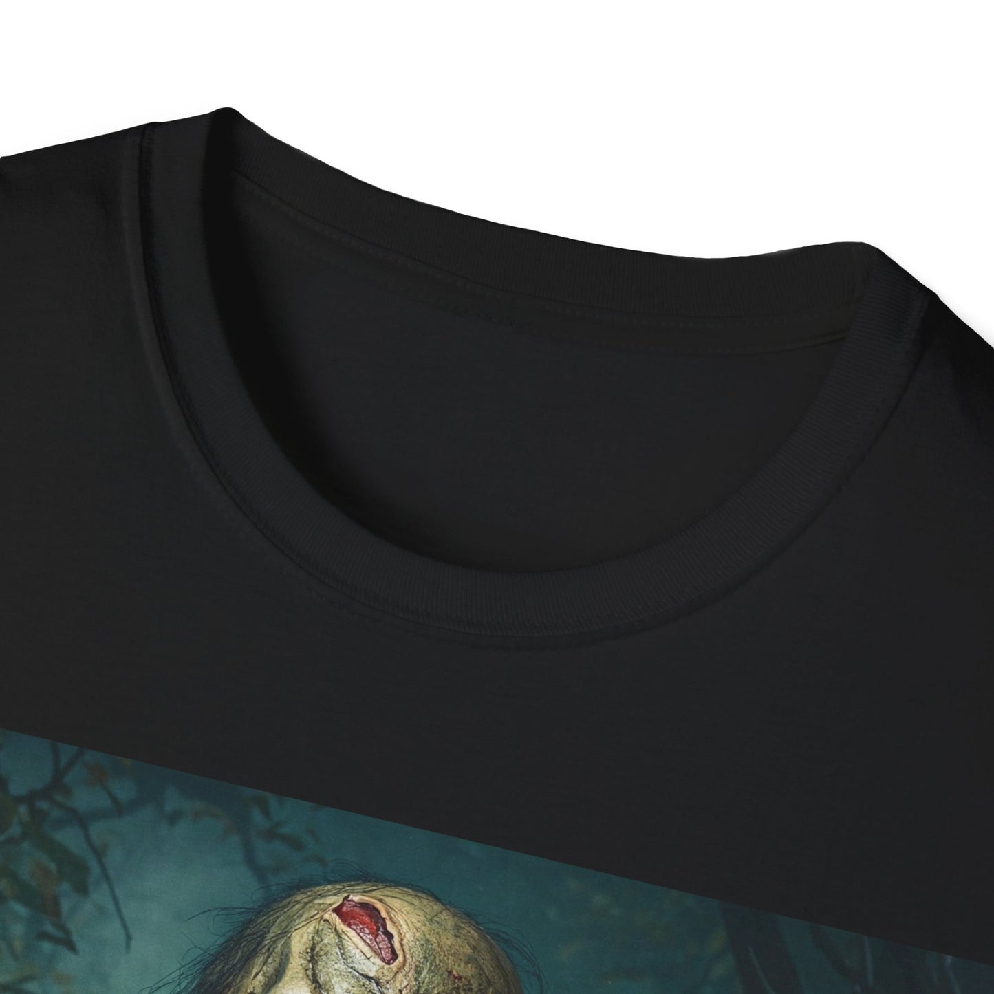UK - Spooky Cat and Zombie Unisex Softstyle T-Shirt for Halloween