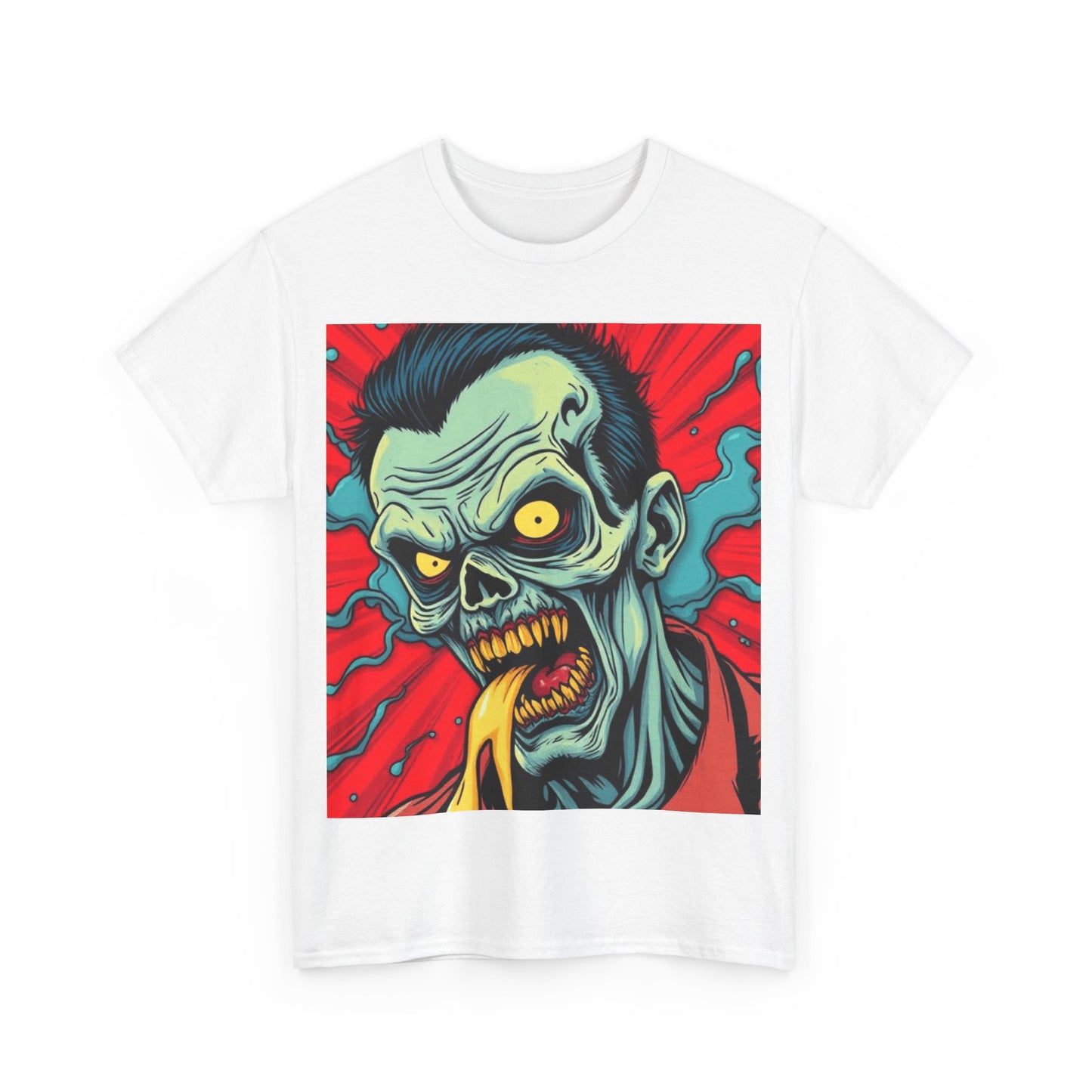 UK - Zombie Art Unisex Heavy Cotton Tee - Retro Horror Graphic Shirt