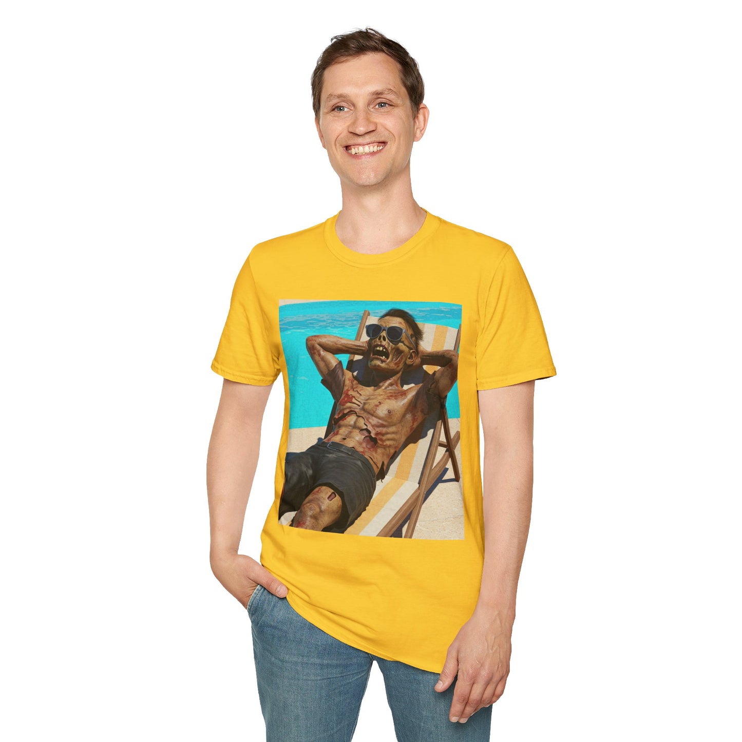 Zombie Relaxation Unisex Softstyle T-Shirt - Perfect for Halloween and Casual Outings