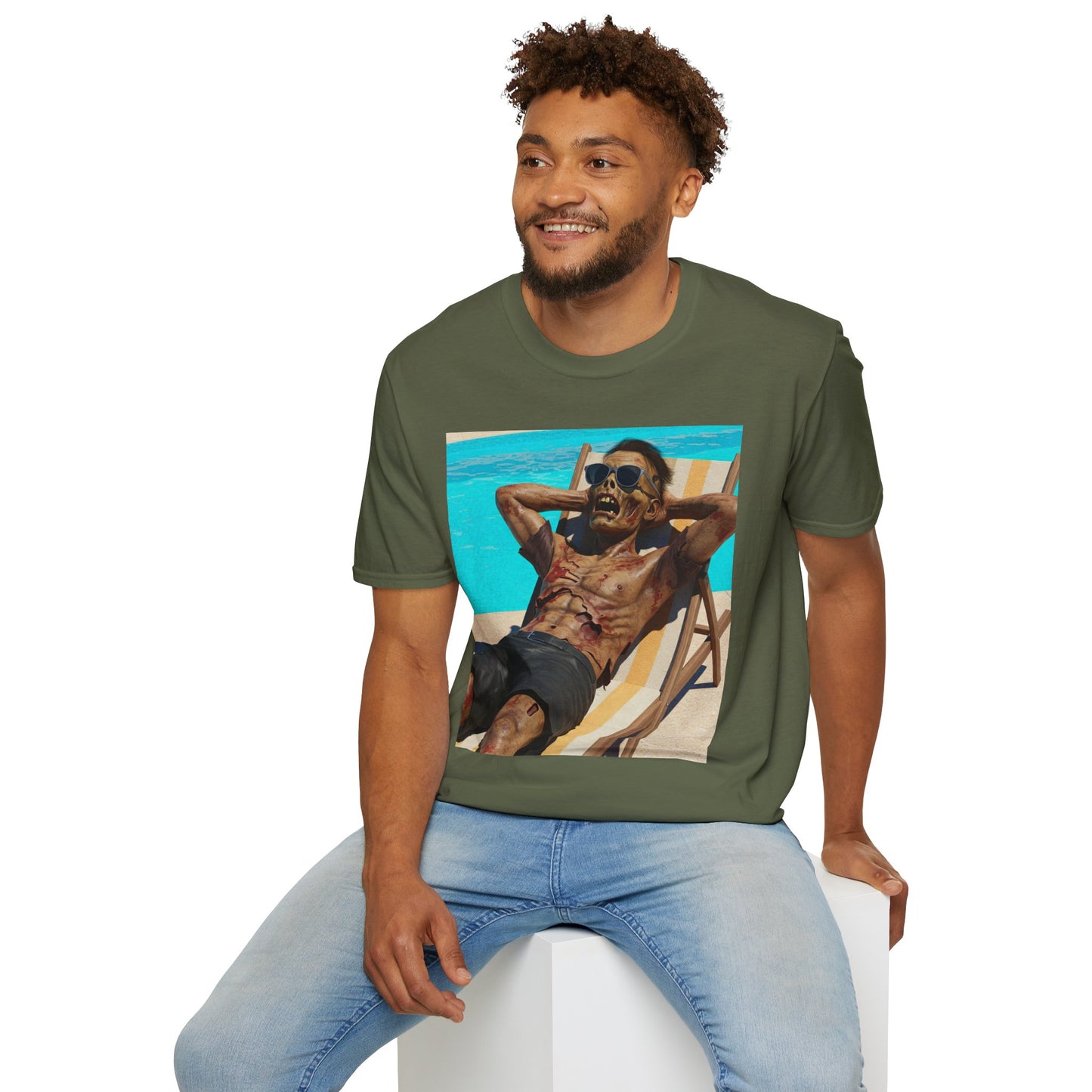 Zombie Relaxation Unisex Softstyle T-Shirt - Perfect for Halloween and Casual Outings