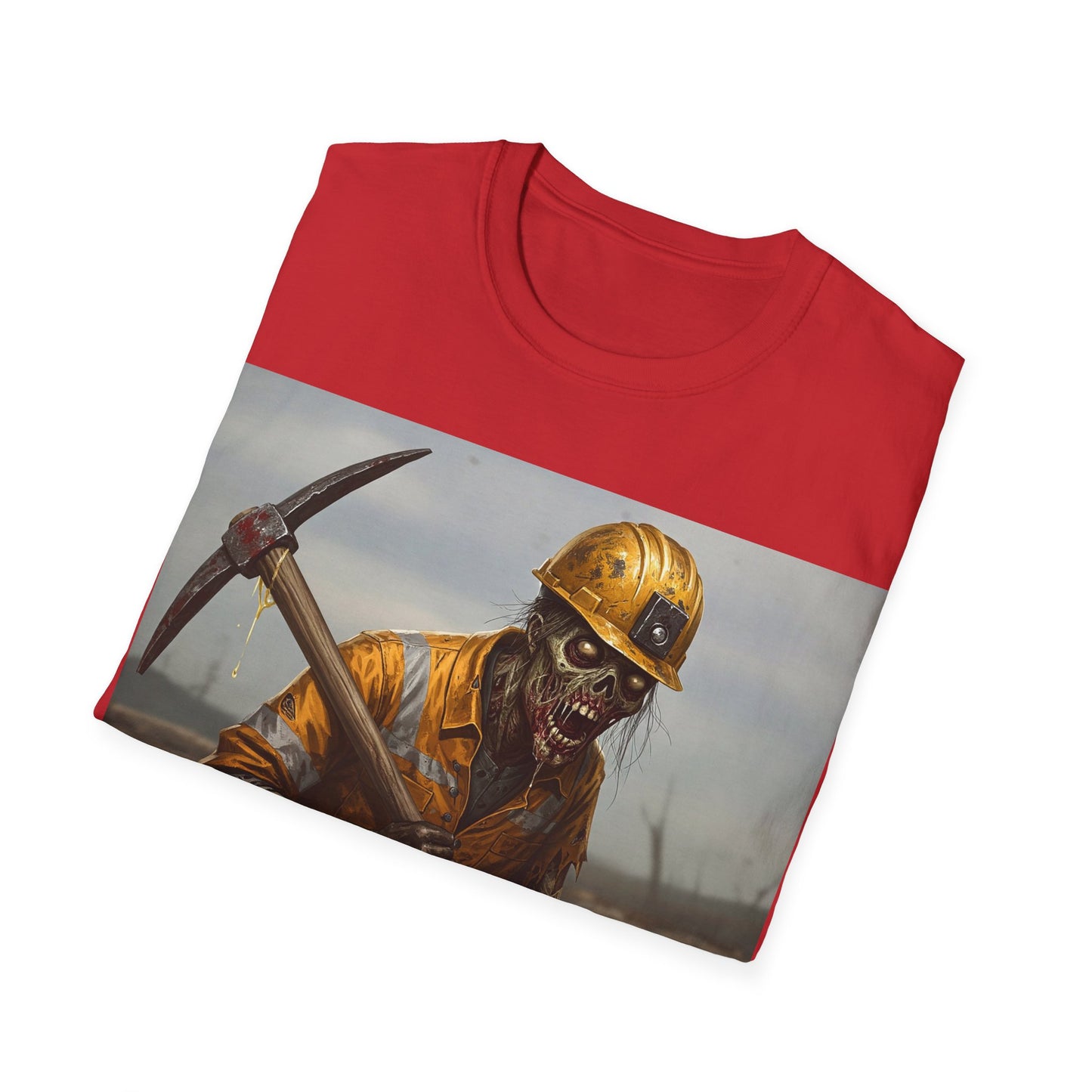 UK - Zombie Miner Unisex Softstyle T-Shirt | Spooky Graphic Tee for Horror Fans