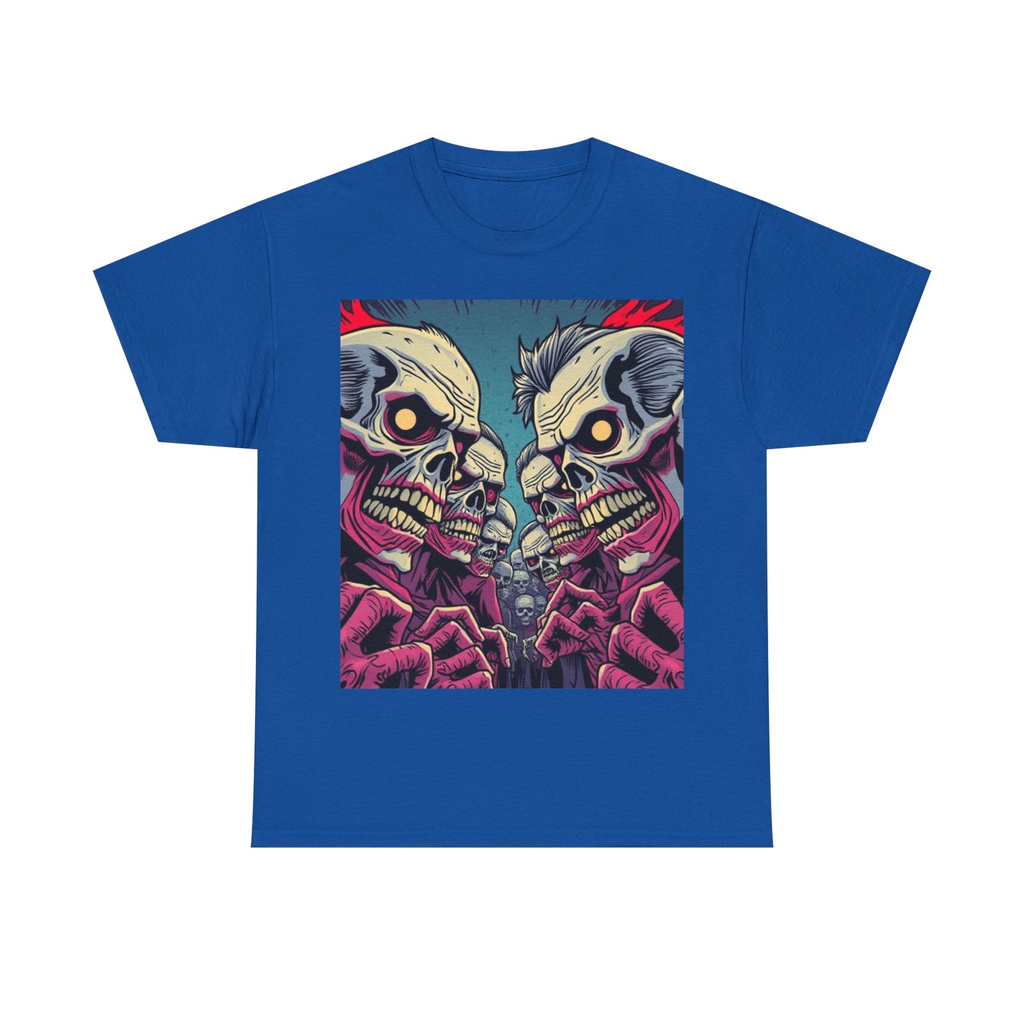 UK - Gothic Skull T-Shirt - Unisex Heavy Cotton Tee for Halloween and Punk Fans