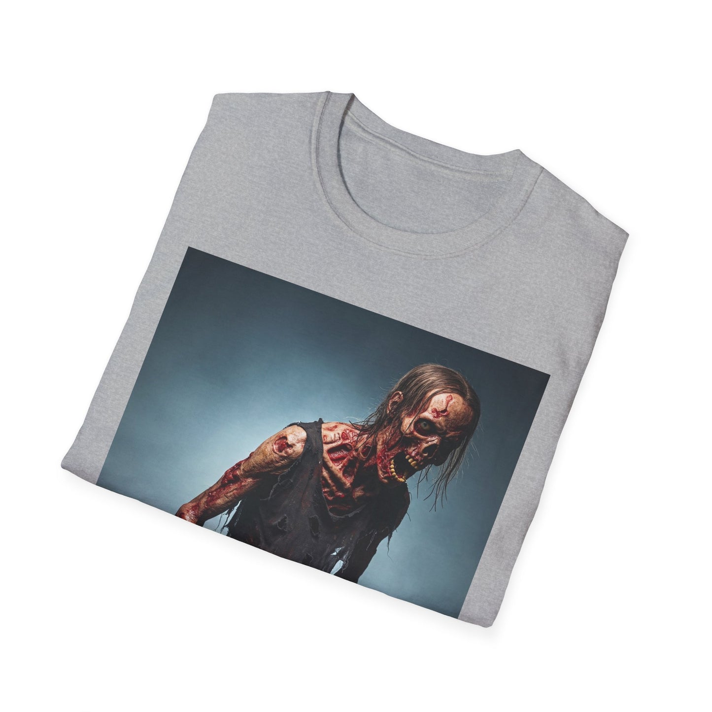 Zombie Graphic Unisex Softstyle T-Shirt - Perfect for Halloween and Horror Fans