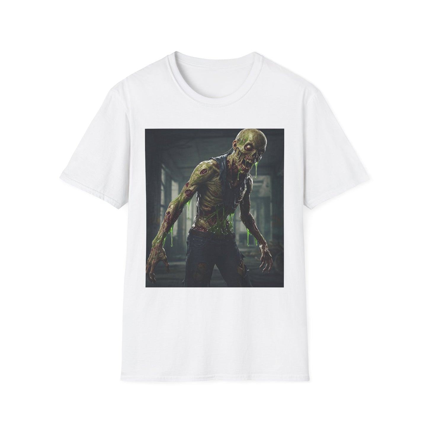 Zombie Graphic Unisex Softstyle T-Shirt - Perfect for Halloween and Horror Fans