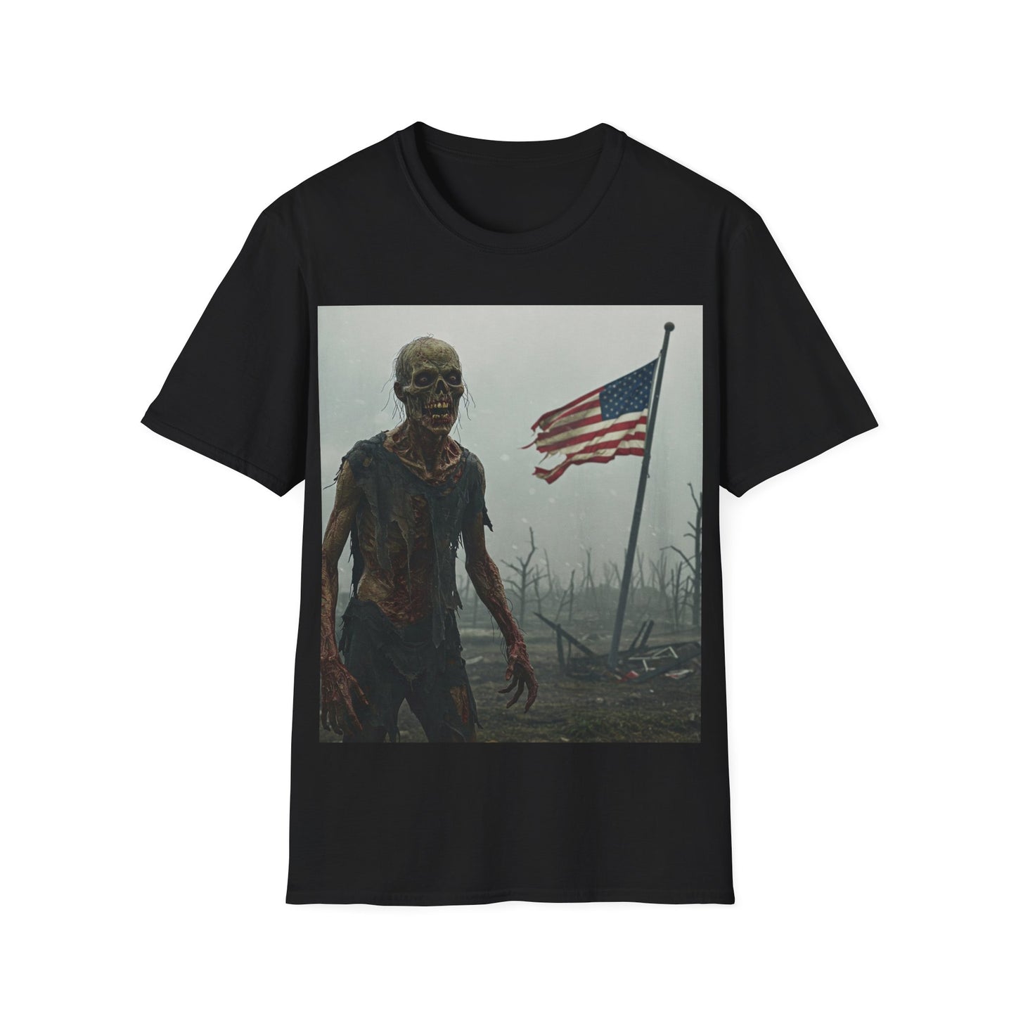 UK - Patriot Zombie Apocalypse Apocalyptic Portrait Tee, bold, decaying zombie graphic