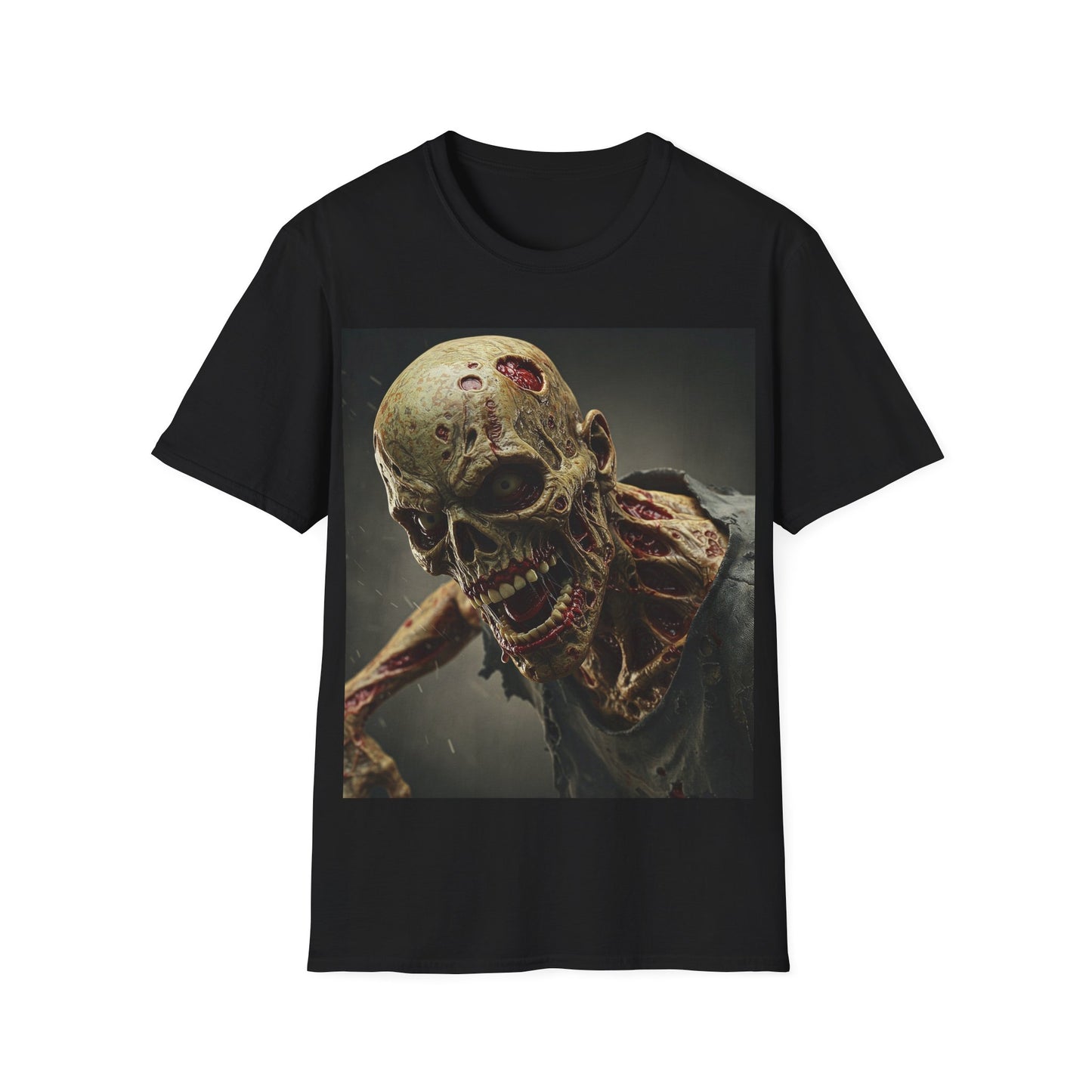 UK - Zombie Skull Unisex Softstyle T-Shirt - Spooky Halloween Tee