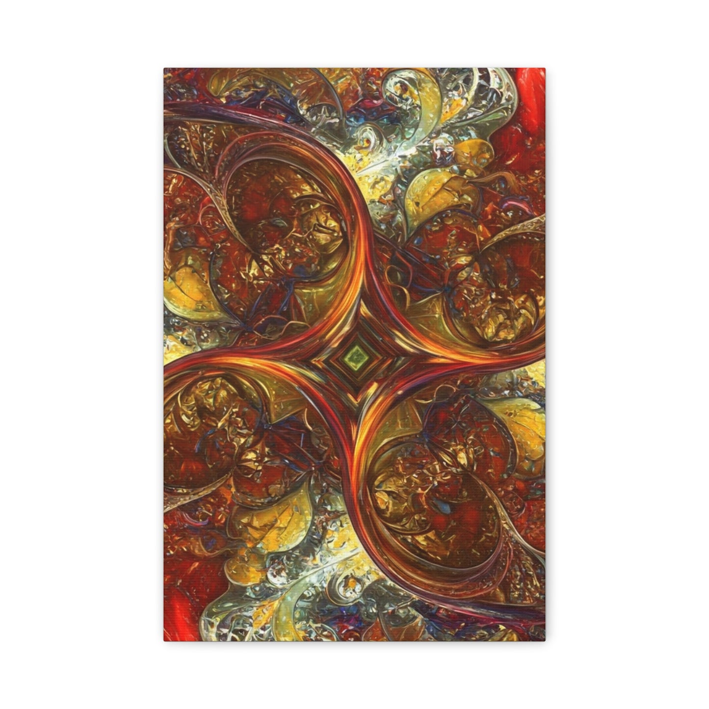 Abstract Art Matte Canvas Wall Decor - Vibrant Fractal Design, Colorful Home Accent