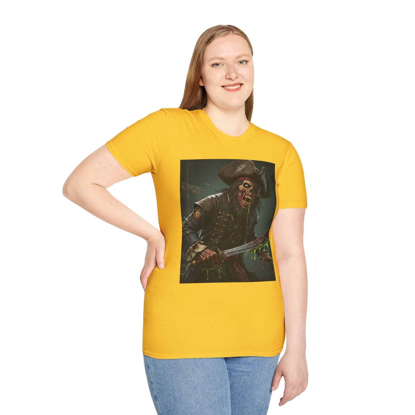 Zombie Pirate Graphic Unisex T-Shirt - Perfect for Halloween and Casual Wear