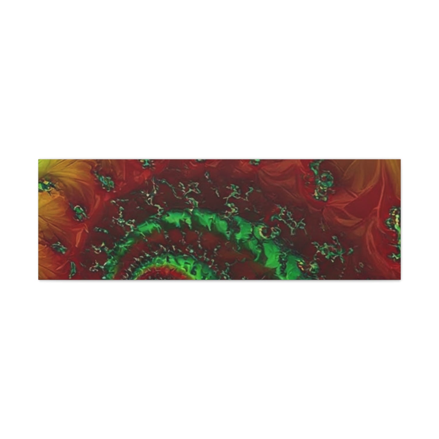 Vibrant Fractal Art Canvas - Green and Red Abstract Wall Decor