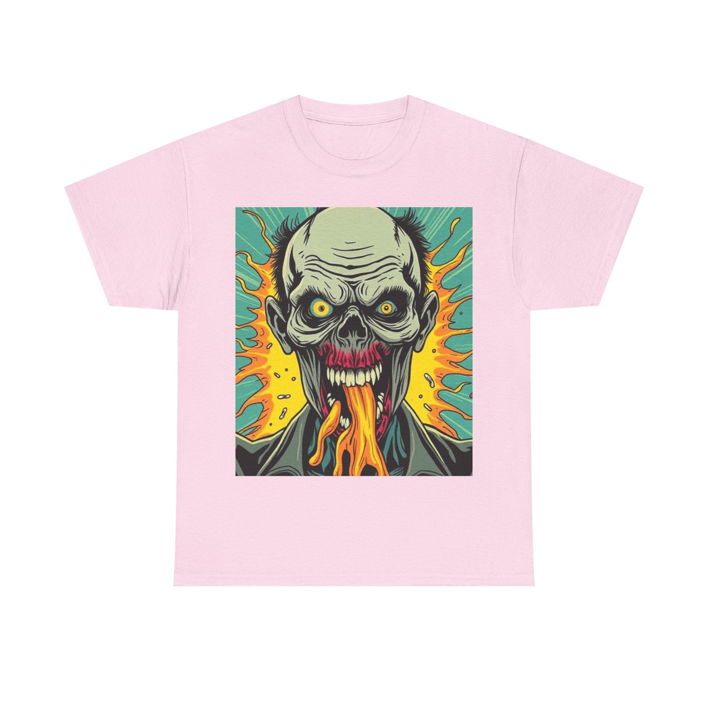 UK - Unisex Heavy Cotton Tee - Fiery Skull Graphic Shirt