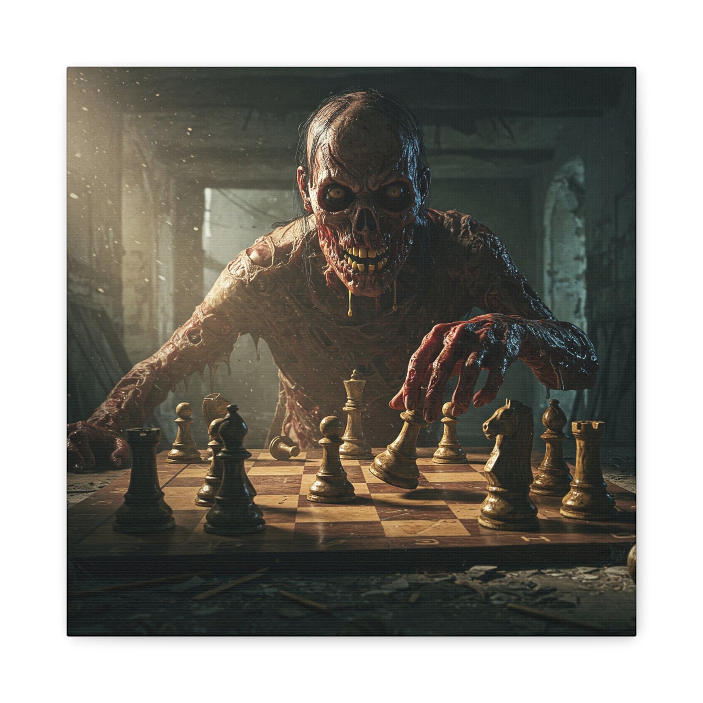 Zombie Chess Matte Canvas Wall Art for Horror Lovers