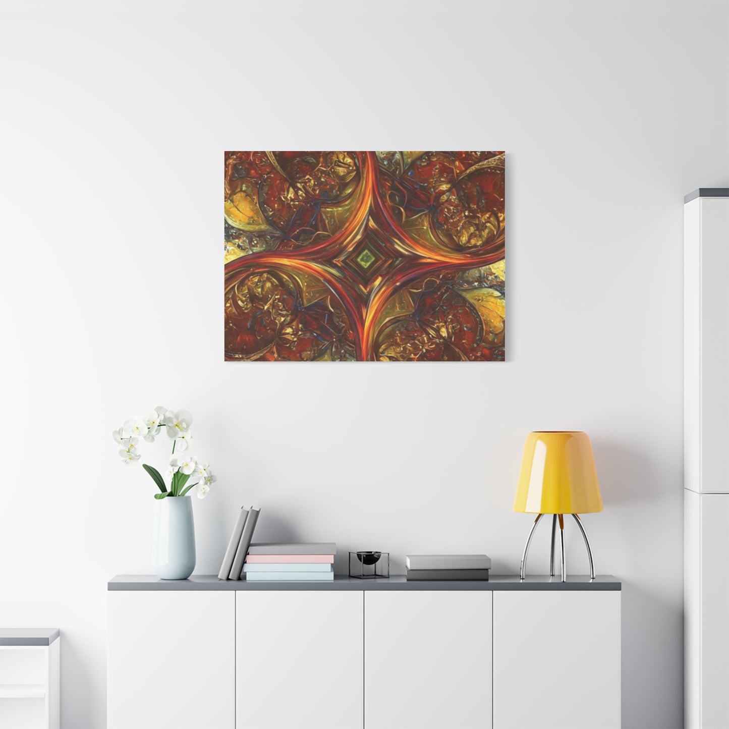 Abstract Art Matte Canvas Wall Decor - Vibrant Fractal Design, Colorful Home Accent