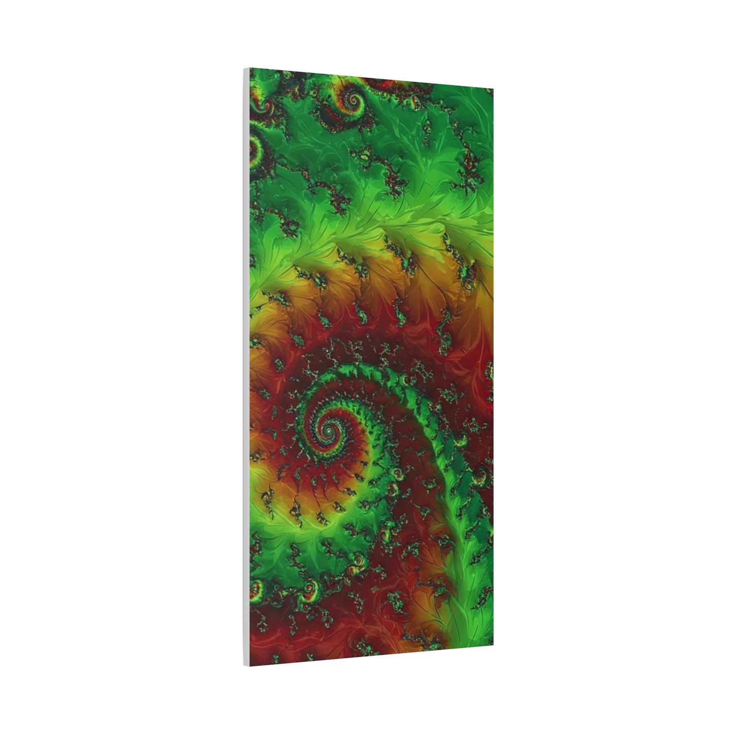 Vibrant Fractal Art Canvas - Green and Red Abstract Wall Decor