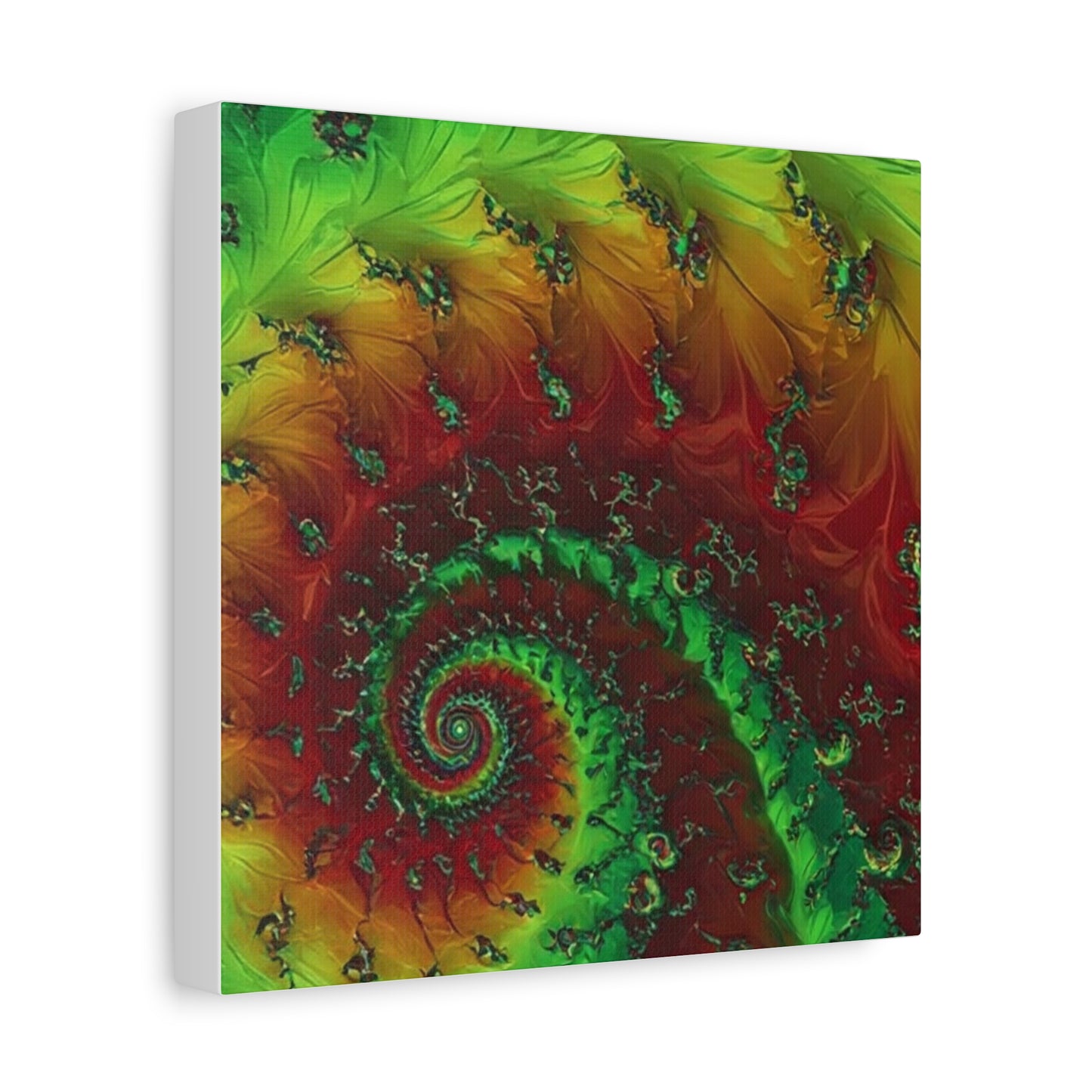 Vibrant Fractal Art Canvas - Green and Red Abstract Wall Decor