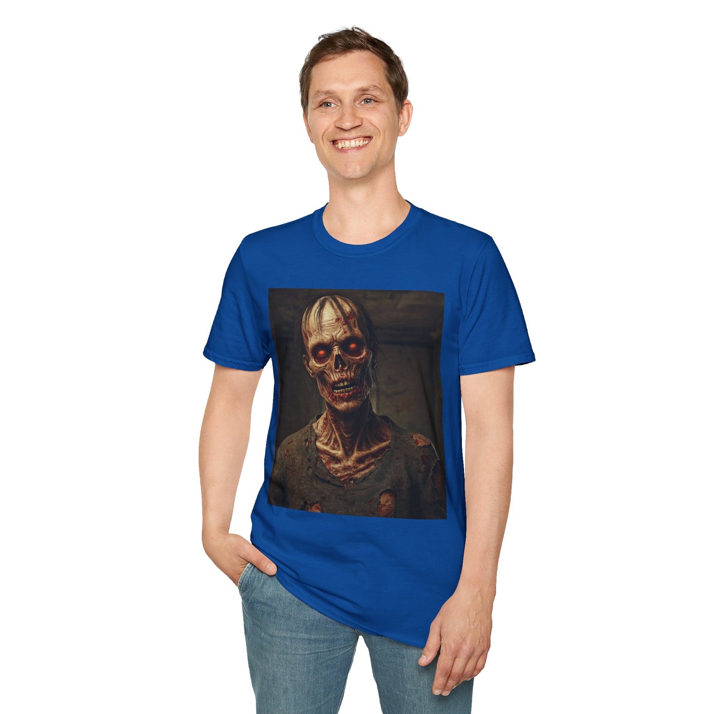 Creepy Skeleton Unisex Softstyle T-Shirt - Perfect for Halloween and Horror Fans