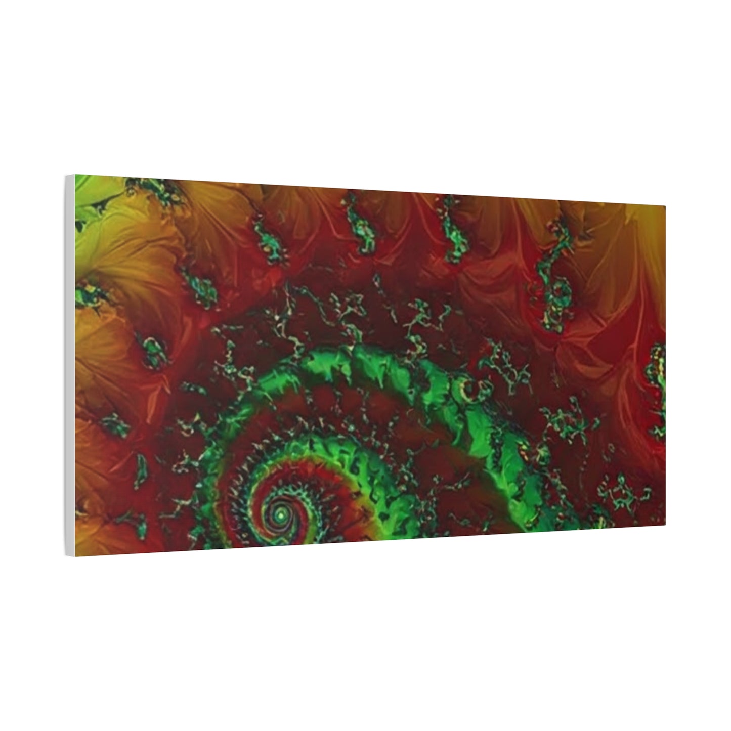 Vibrant Fractal Art Canvas - Green and Red Abstract Wall Decor