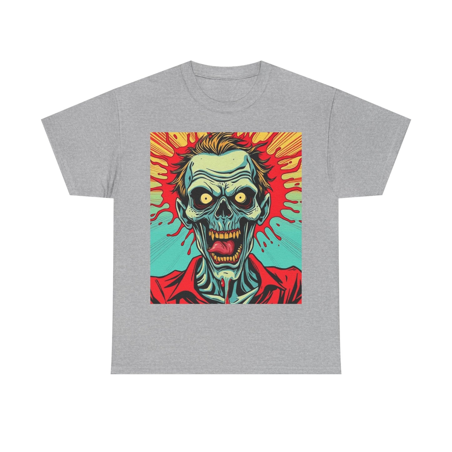 UK - Retro Zombie Graphic Unisex Heavy Cotton Tee - Perfect for Halloween or Horror Fans