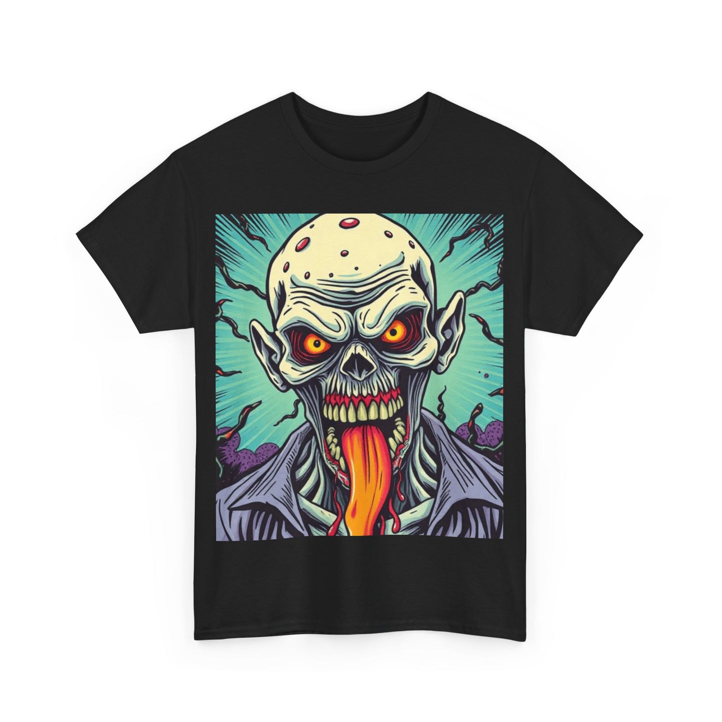 UK - Spooky Graphic Unisex Heavy Cotton Tee - Halloween Evil Zombie Design