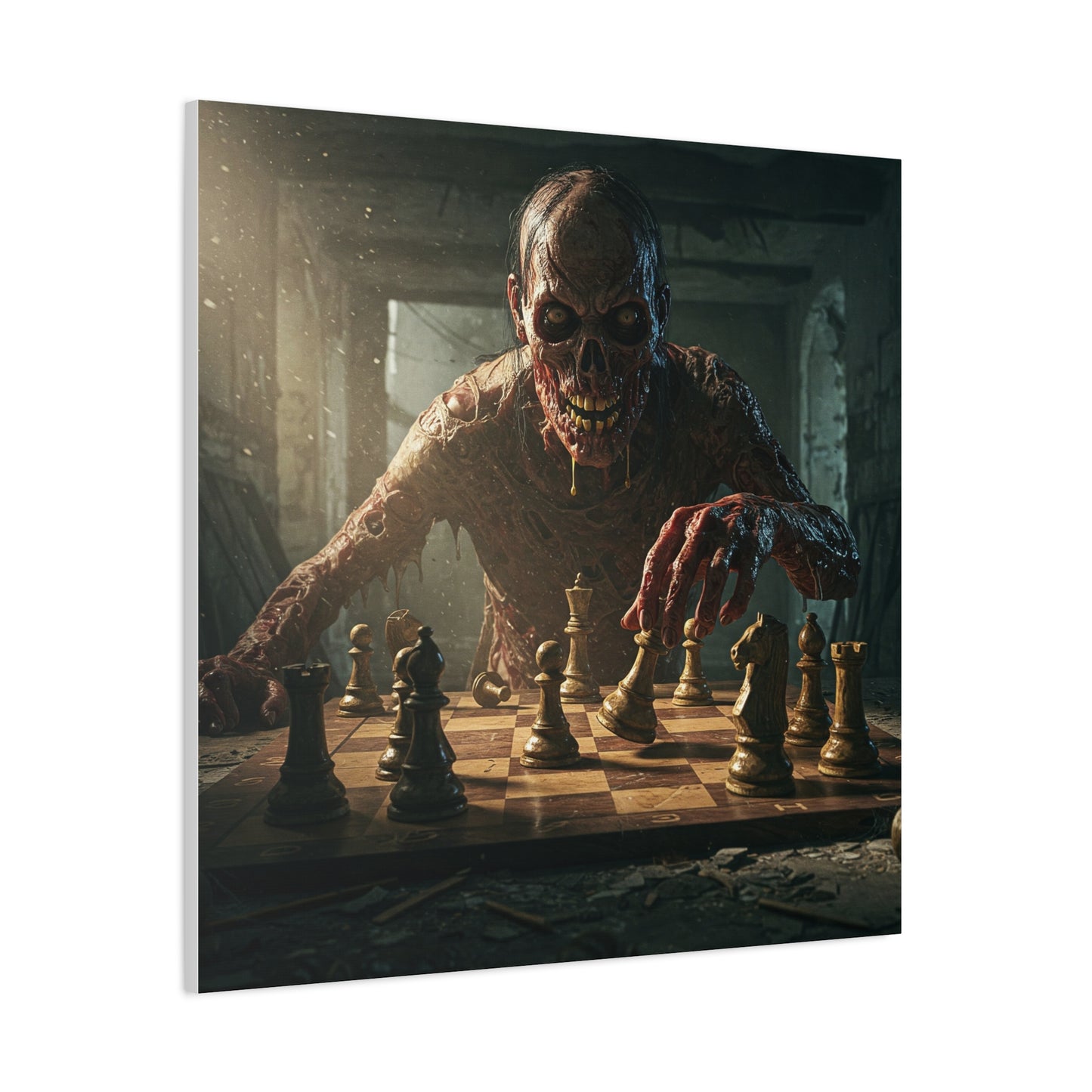 Zombie Chess Matte Canvas Wall Art for Horror Lovers