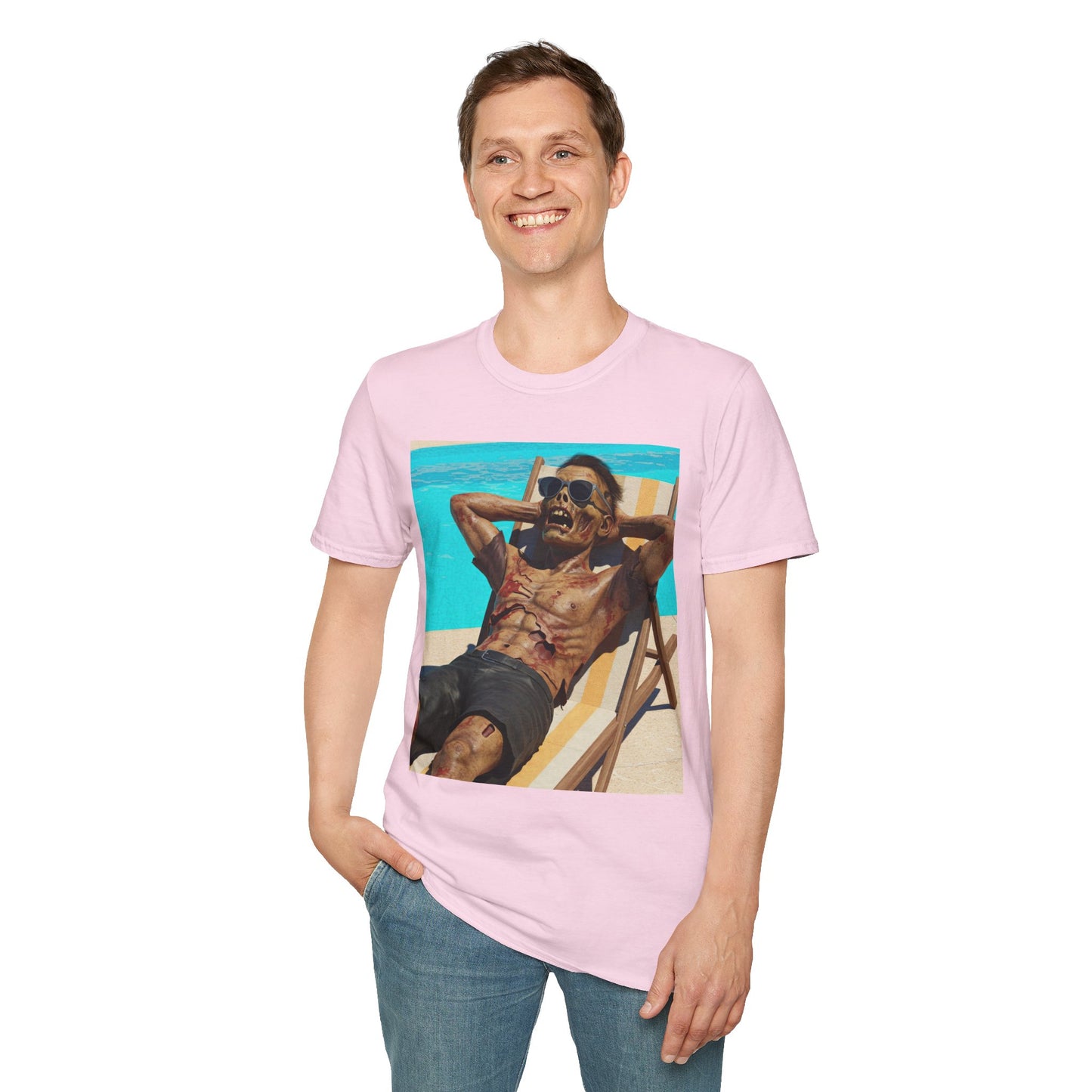 Zombie Relaxation Unisex Softstyle T-Shirt - Perfect for Halloween and Casual Outings