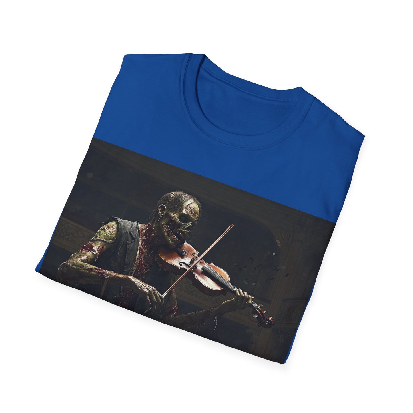 UK - Vintage Zombie Violinist Apocalyptic Portrait Tee, bold, decaying zombie graphic