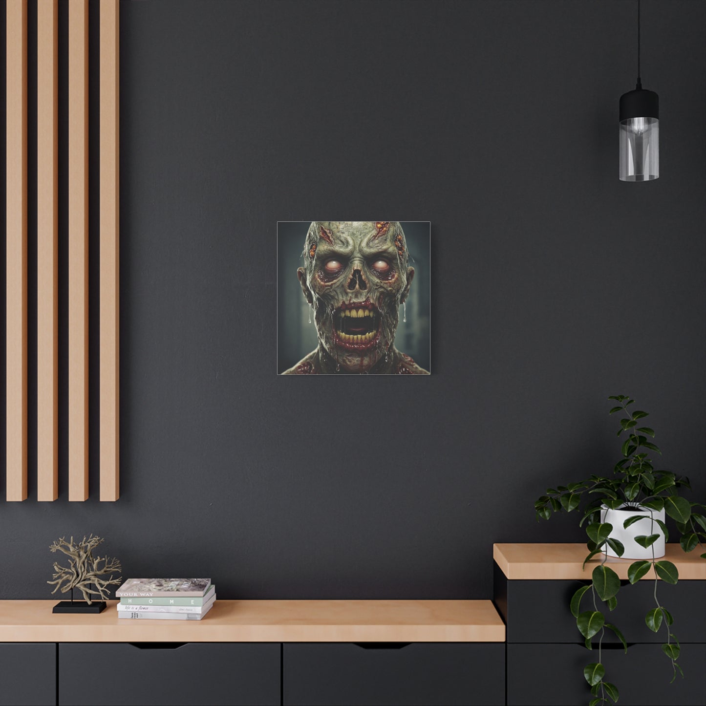 Creepy Zombie Wall Art - Stretched Matte Canvas for Halloween Decor