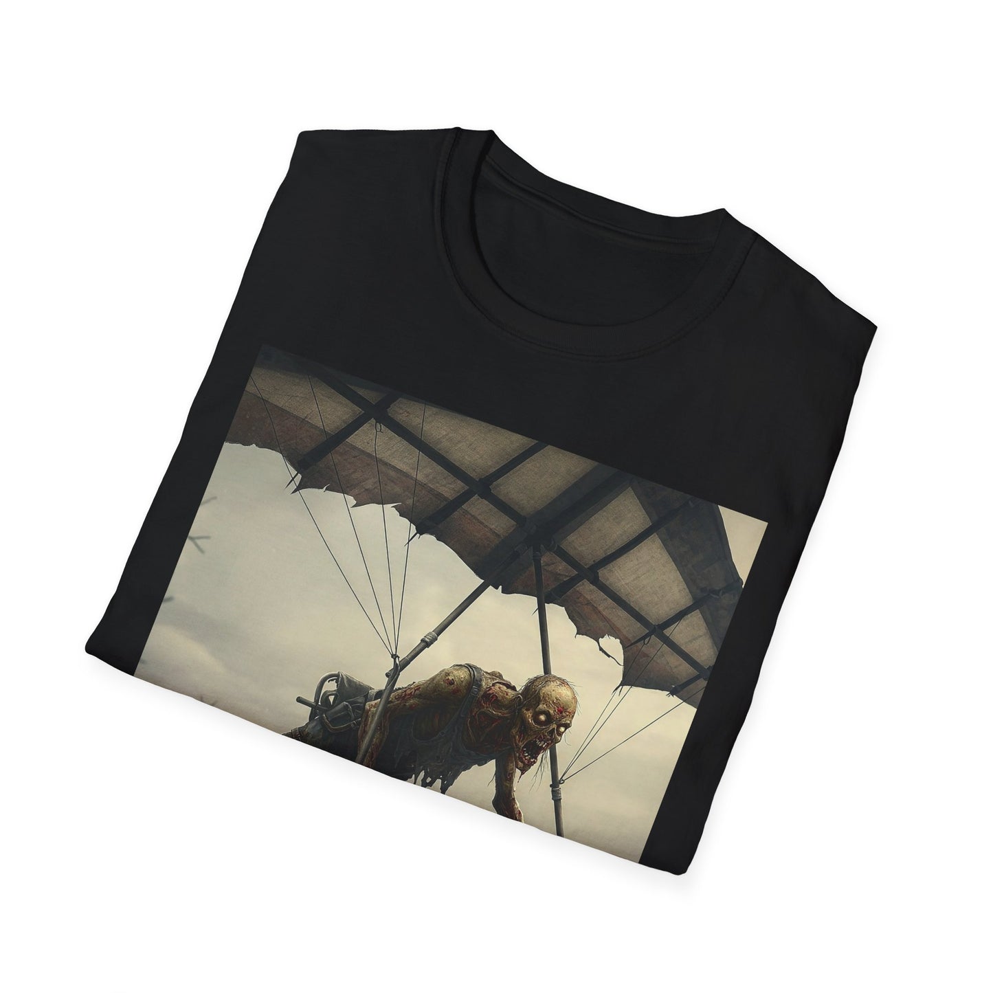 Zombie Parachute Unisex Softstyle T-Shirt - Perfect for Halloween and Horror Fans