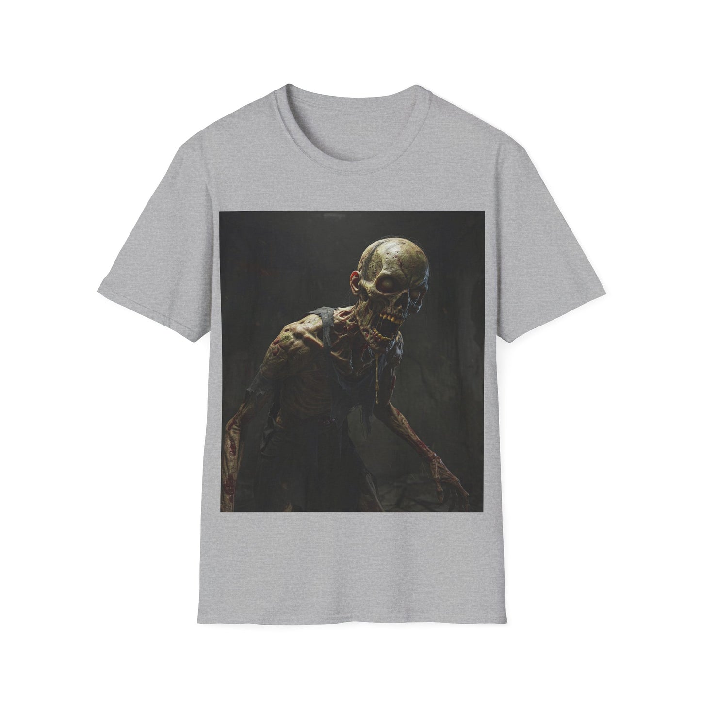 UK - Creepy Zombie Unisex Softstyle T-Shirt - Perfect for Halloween & Horror Fans