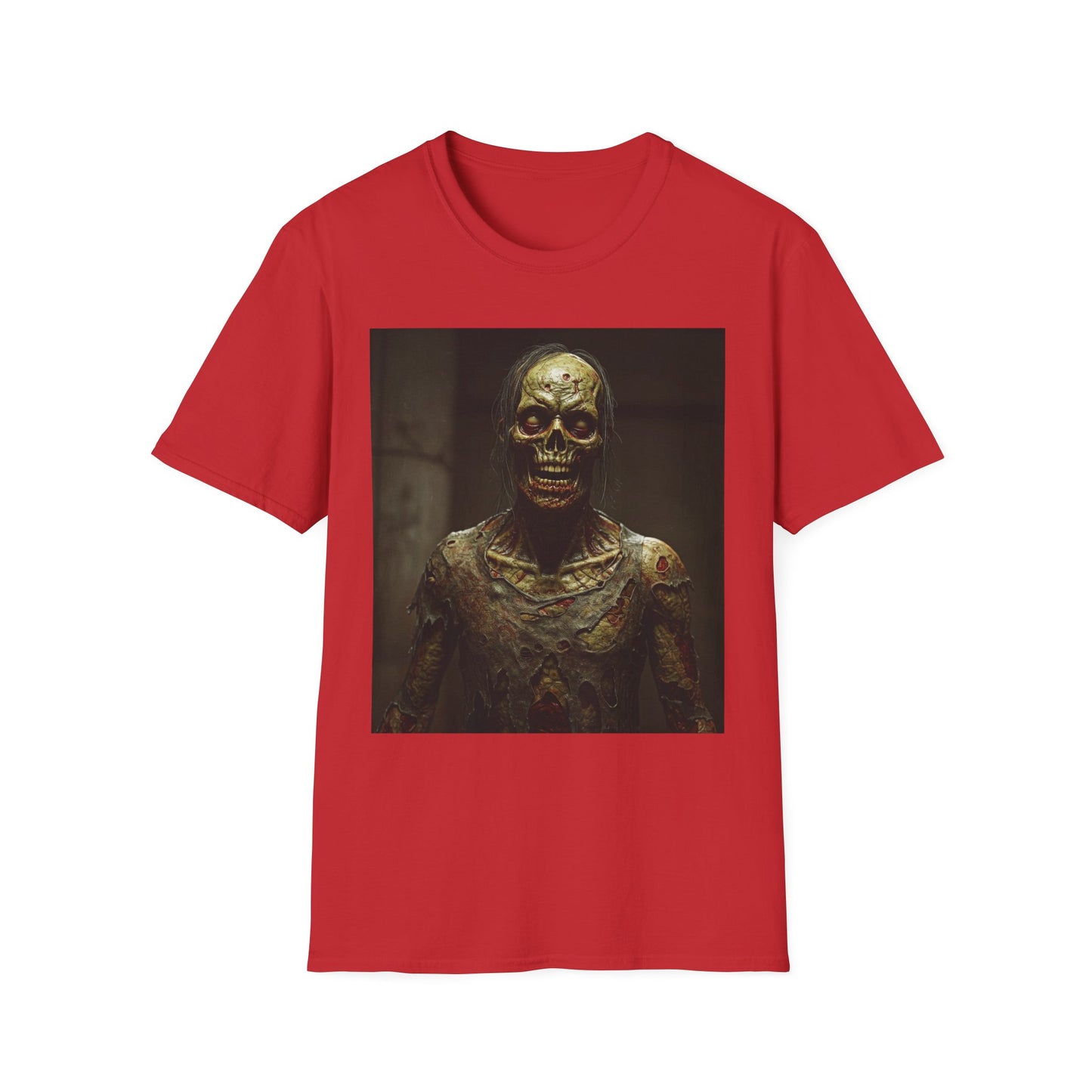 Creepy Horror-Themed Unisex Softstyle T-Shirt for Halloween