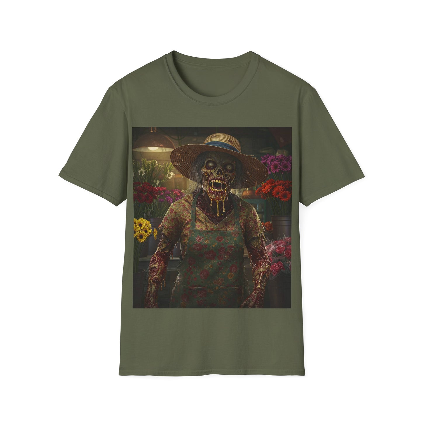 UK - Unisex Softstyle T-Shirt - Vintage Floral Skeleton Design for Halloween