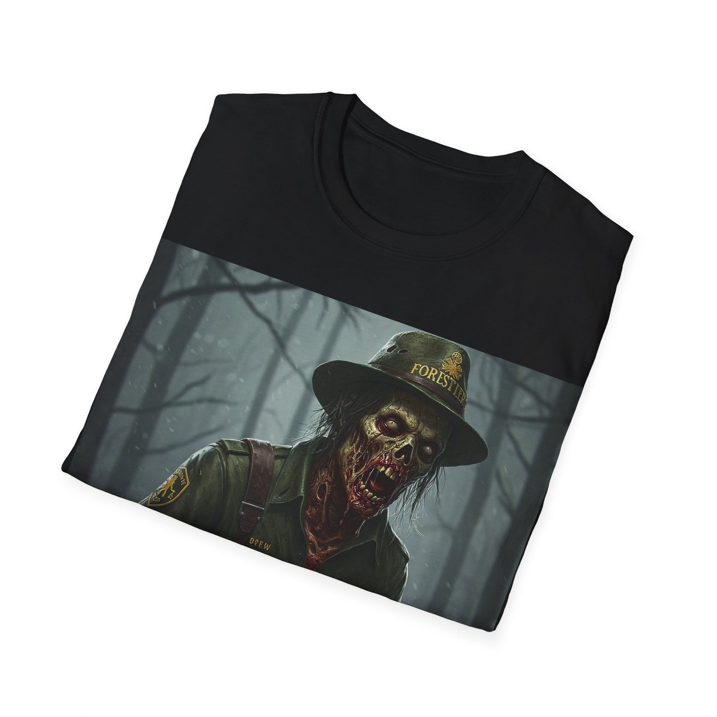 UK - Halloween Zombie Unisex Softstyle T-Shirt - Spooky Scarecrow Design