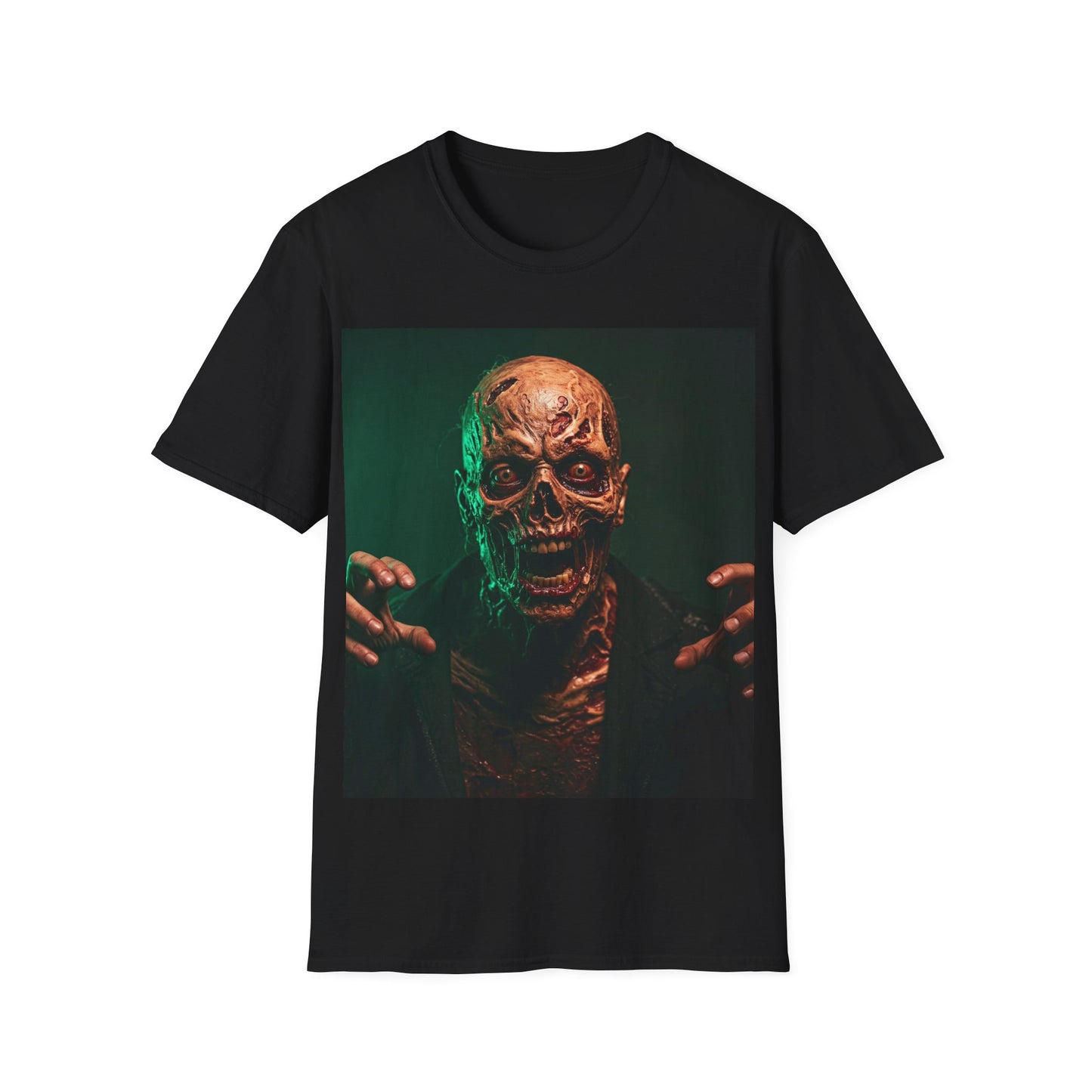 UK - Horror-Themed Apocalyptic Portrait Tee, bold, decaying zombie graphic