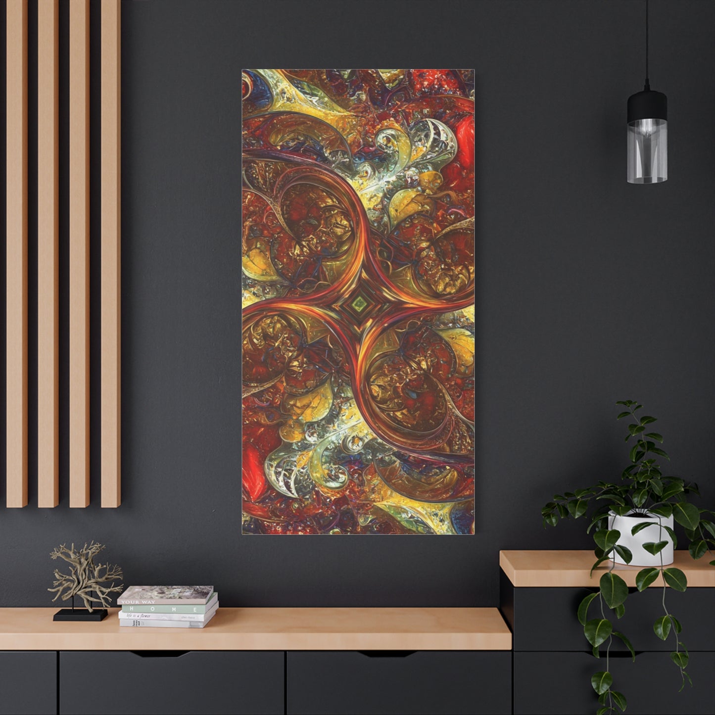 Abstract Art Matte Canvas Wall Decor - Vibrant Fractal Design, Colorful Home Accent