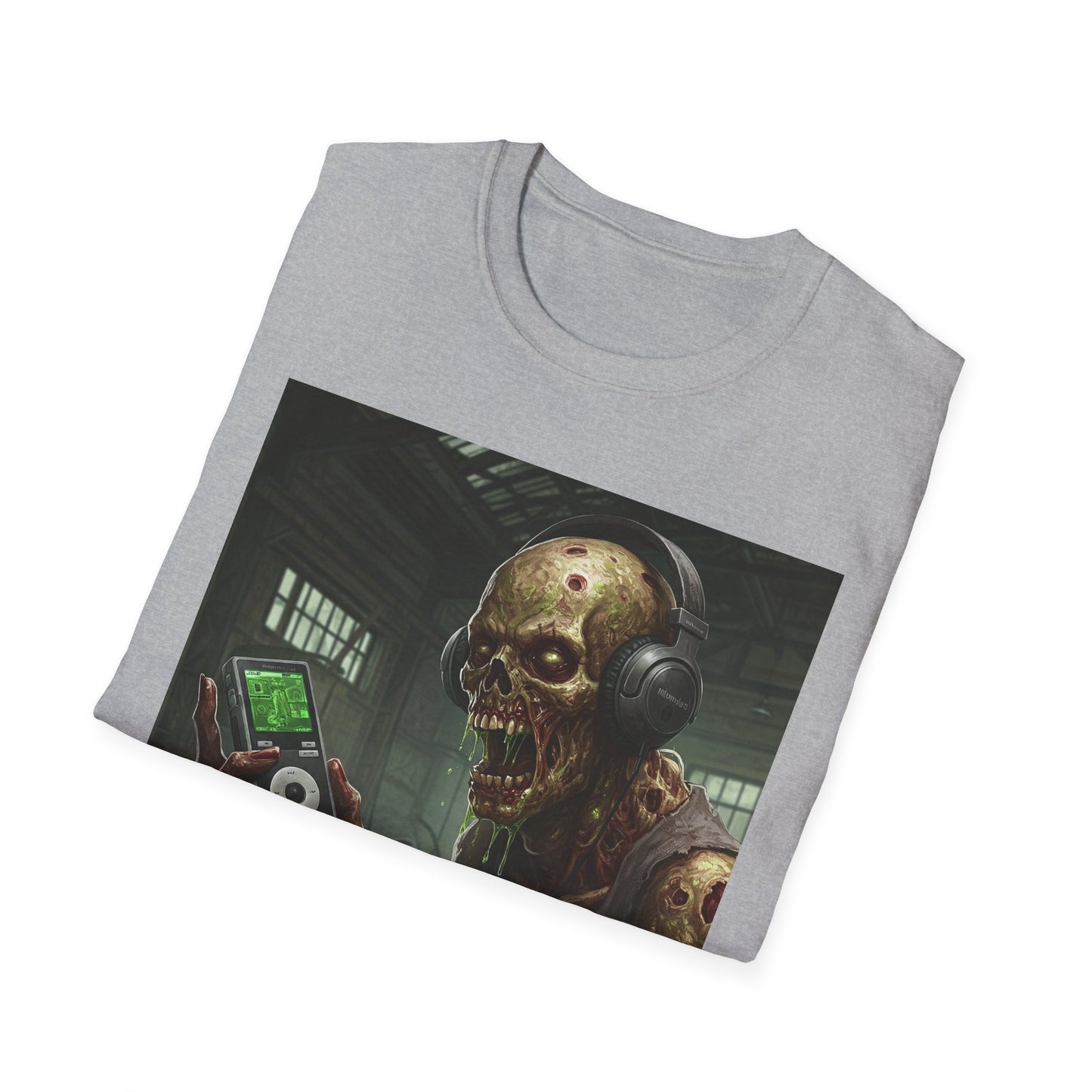 Zombie Listening to Music Unisex Softstyle T-Shirt