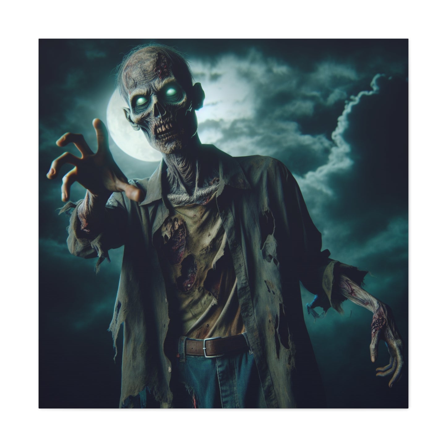 Zombie Art Matte Canvas Wall Decor - Spooky Halloween Home Decoration