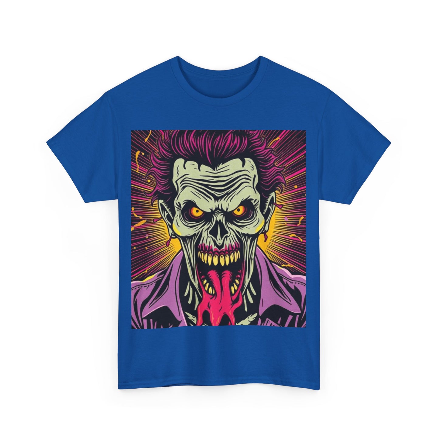 UK - Unisex Heavy Cotton Tee - Vibrant Zombie Joker Graphic Tee