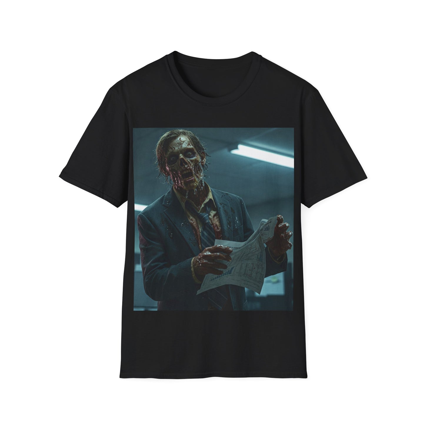 UK - Zombie Horror Unisex Softstyle T-Shirt - Spooky Graphic Tee for Halloween and Horror Lovers