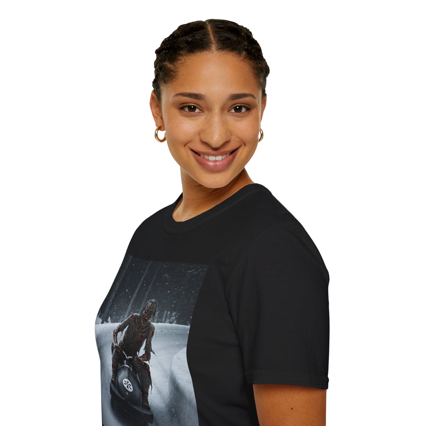 Winter Adventure Unisex Softstyle T-Shirt - Snowmobiling Graphic Tee