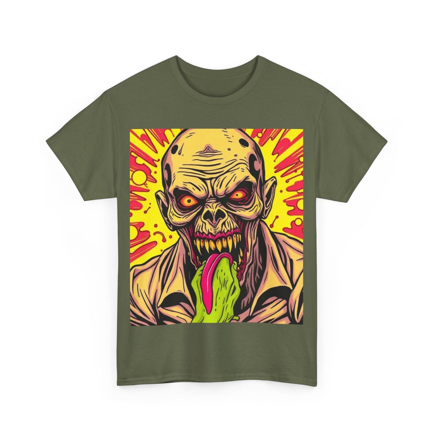 UK - Zombie Graphic Unisex Heavy Cotton Tee - Perfect for Halloween and Horror Fans